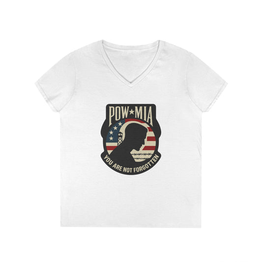 "POW MIA You are not Forgotten" Military Support Women's V-Neck T-Shirt