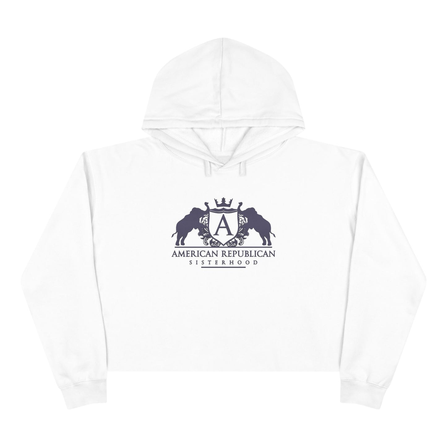 ARS Cropped Hoodie (White with Black Plum Logo) - Sweet Baby Jeez Teez