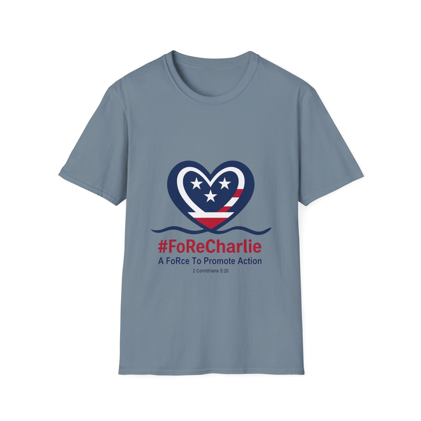 "FoRe Charlie" Ambassador Pageant Memorial Tshirt of Charlie Kirk (Heart Logo)