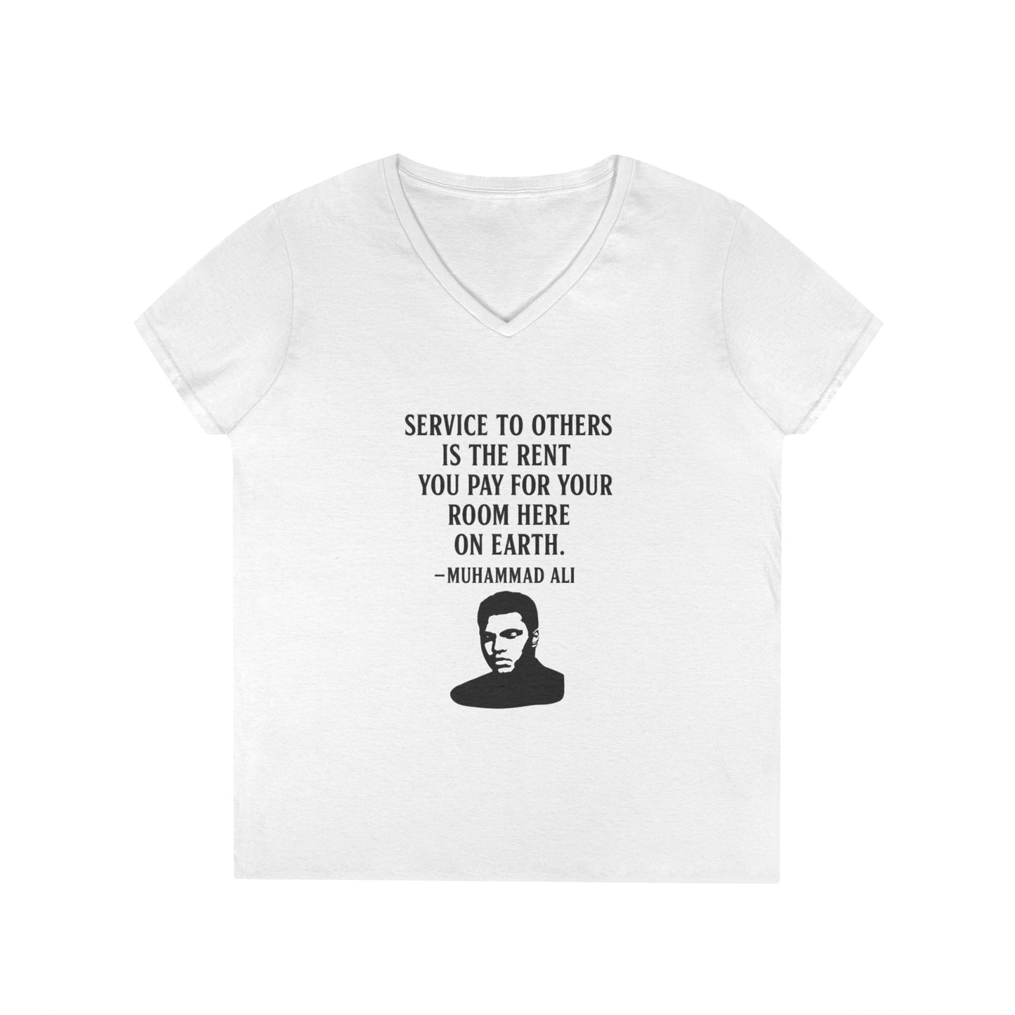 "Service to Others" Muhammad Ali Women's V-Neck T-Shirt (IM Logo)