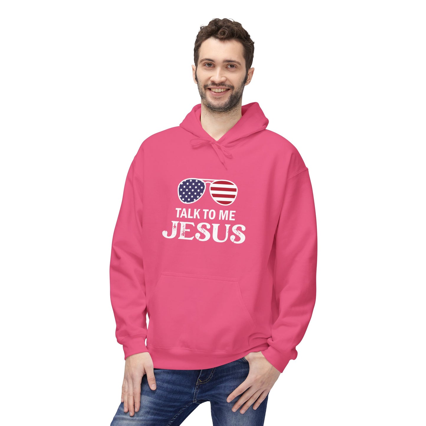 Patriotic "Talk to Me Jesus" Christian Fleece Hoodie