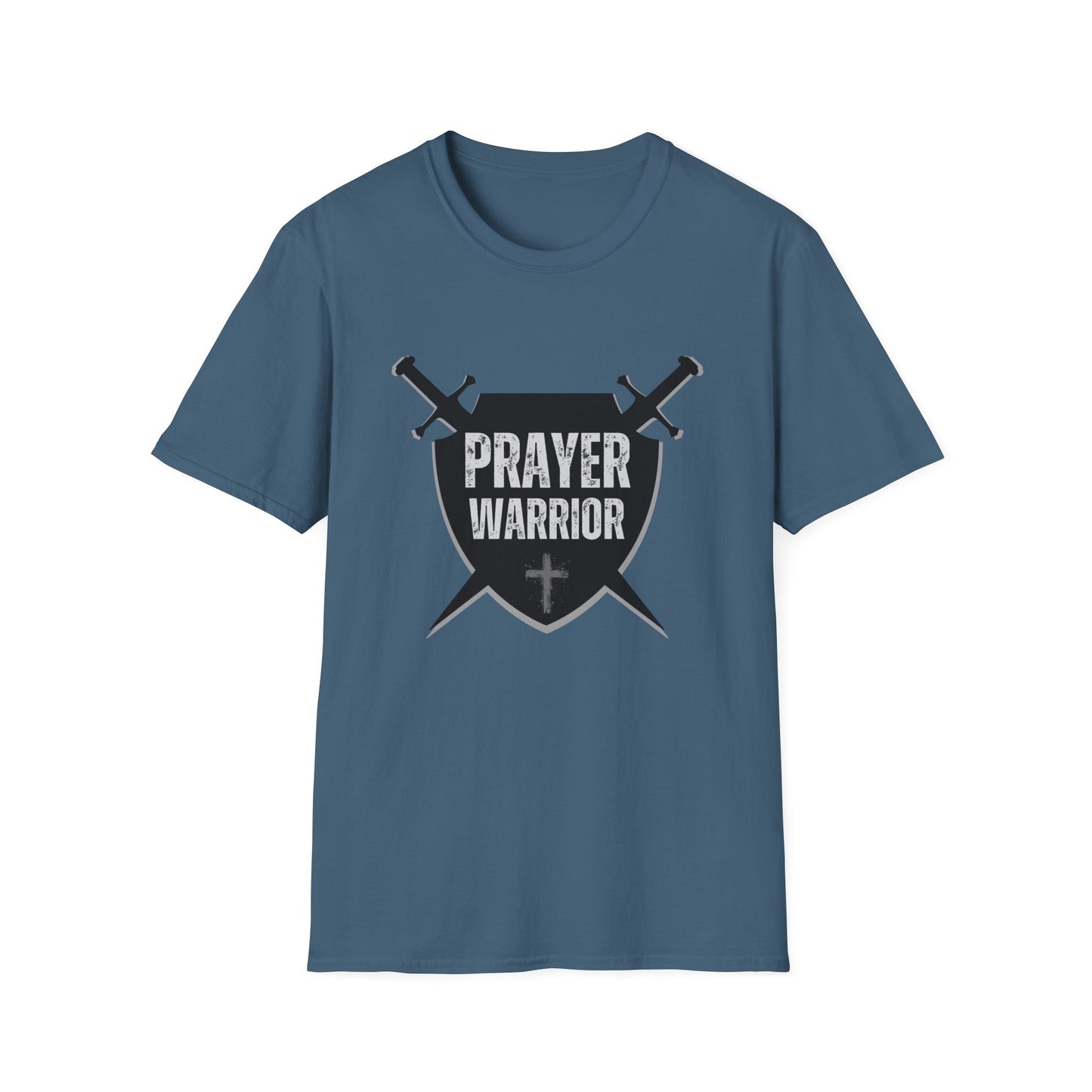 Prayer Warrior Shield Men's Tshirt (Black Logo) - Sweet Baby Jeez Teez