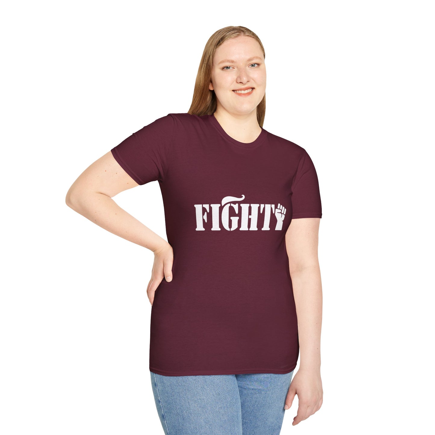 Fight Women's Relaxed/Plus Tshirt (White Fist Logo) - Sweet Baby Jeez Teez