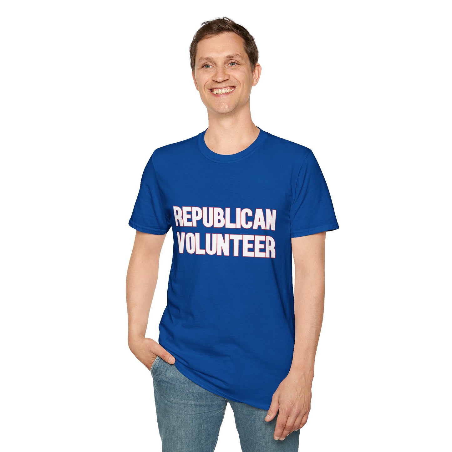 Republican Volunteer Unisex Tshirt (White/Red Logo) - Sweet Baby Jeez Teez