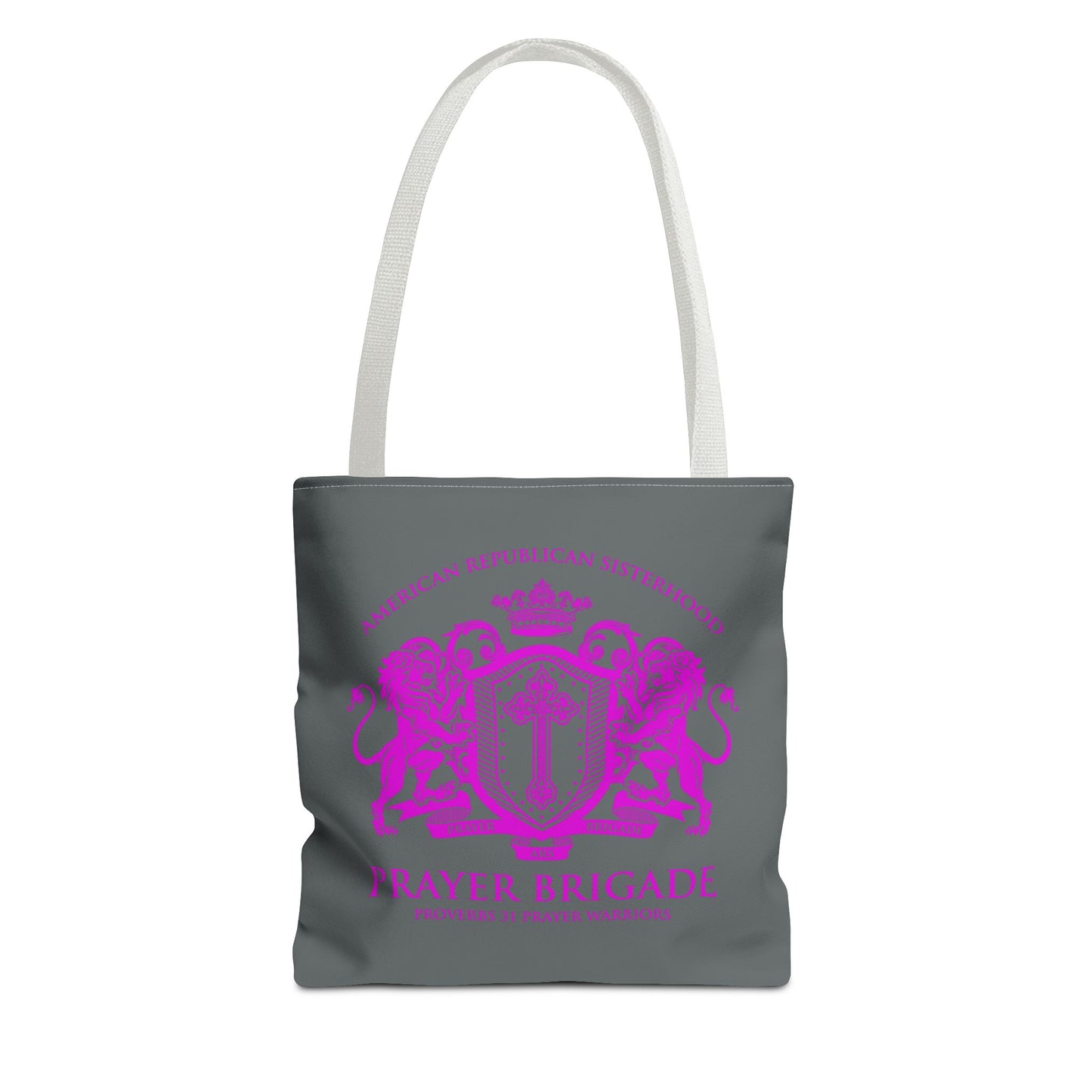 ARS Prayer Brigade Tote Bag (Dark Gray with Hot Pink Logo)