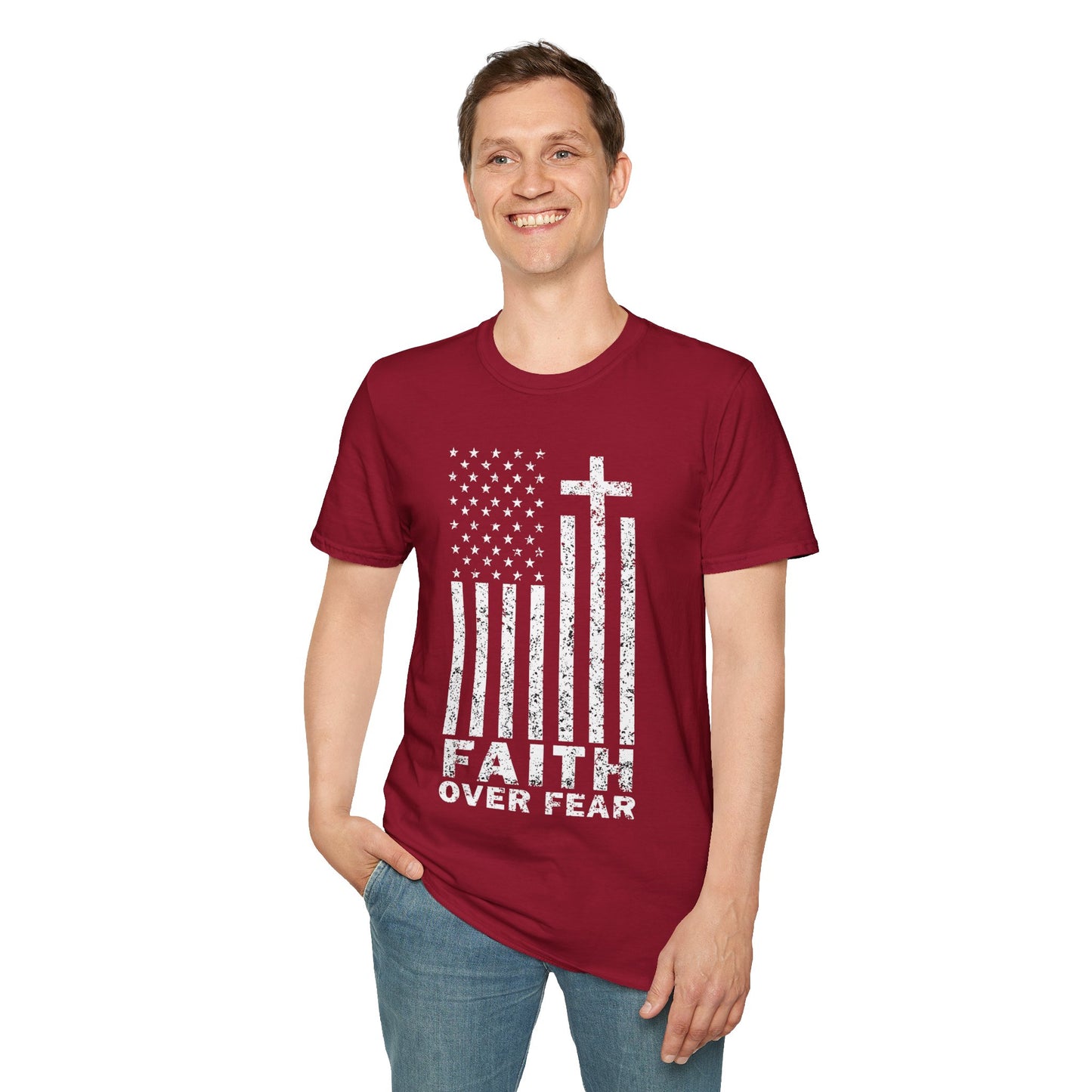 Faith Flag Men's Tshirt (White Logo)