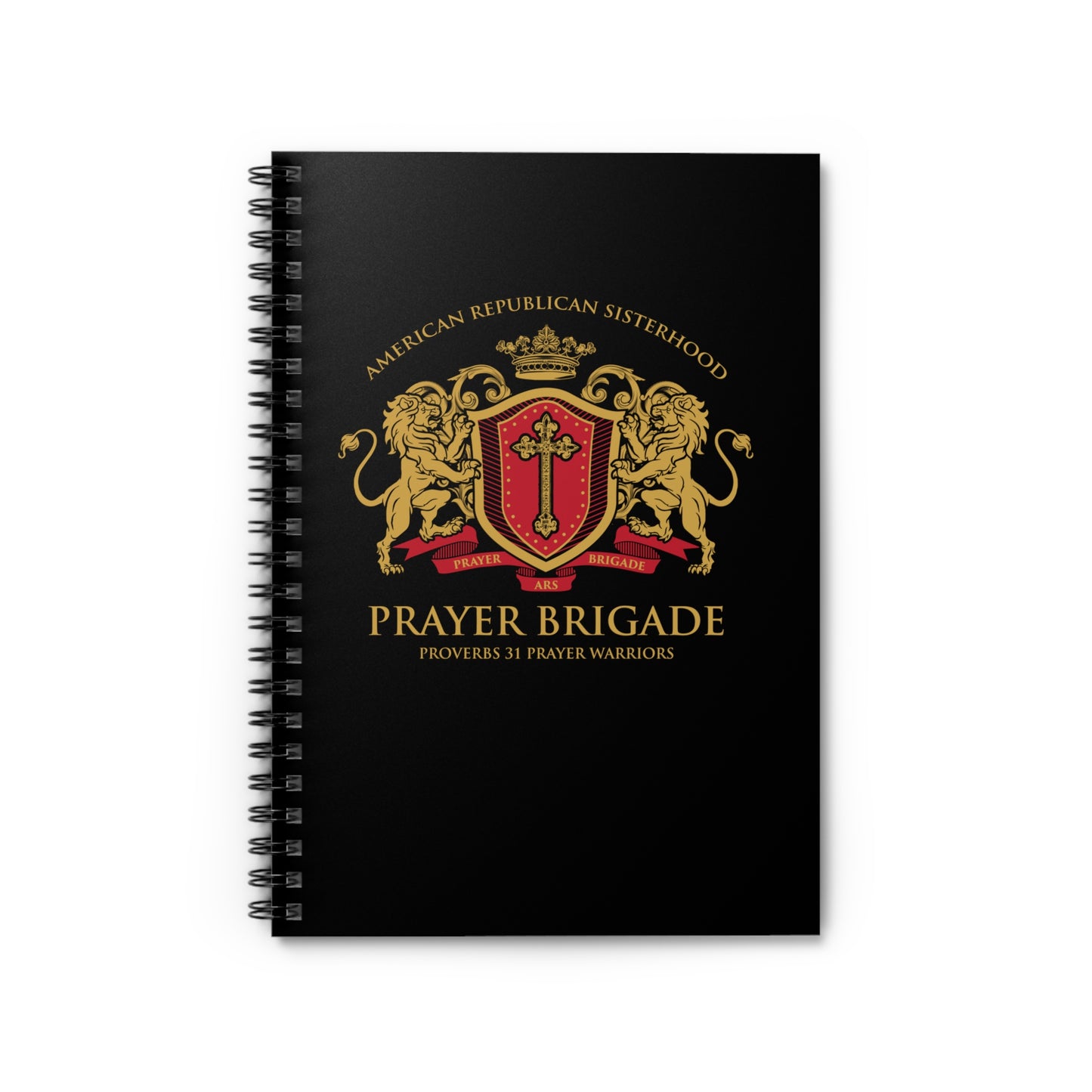 ARS Prayer Brigade Ruled Spiral Notebook (Black with Gold/Red Logo)