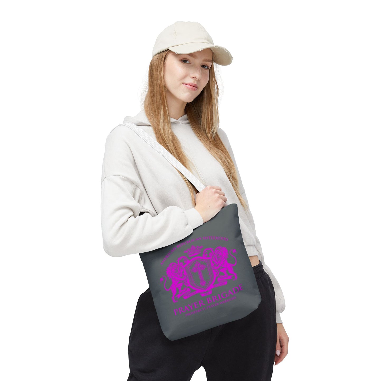ARS Prayer Brigade Tote Bag (Dark Gray with Hot Pink Logo)
