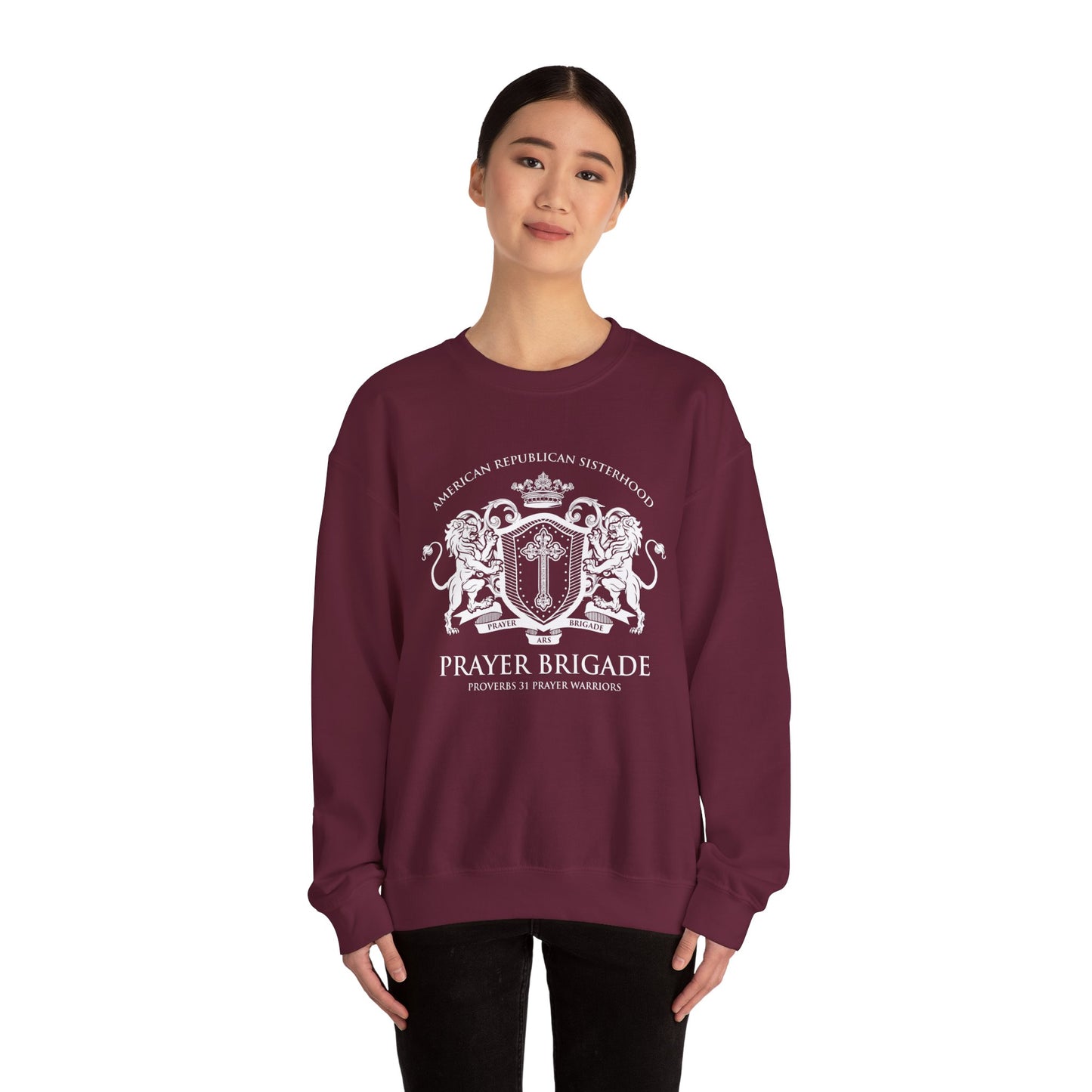 Prayer Brigade Relaxed Sweatshirt - Scripture Inspired Design (White Logo)