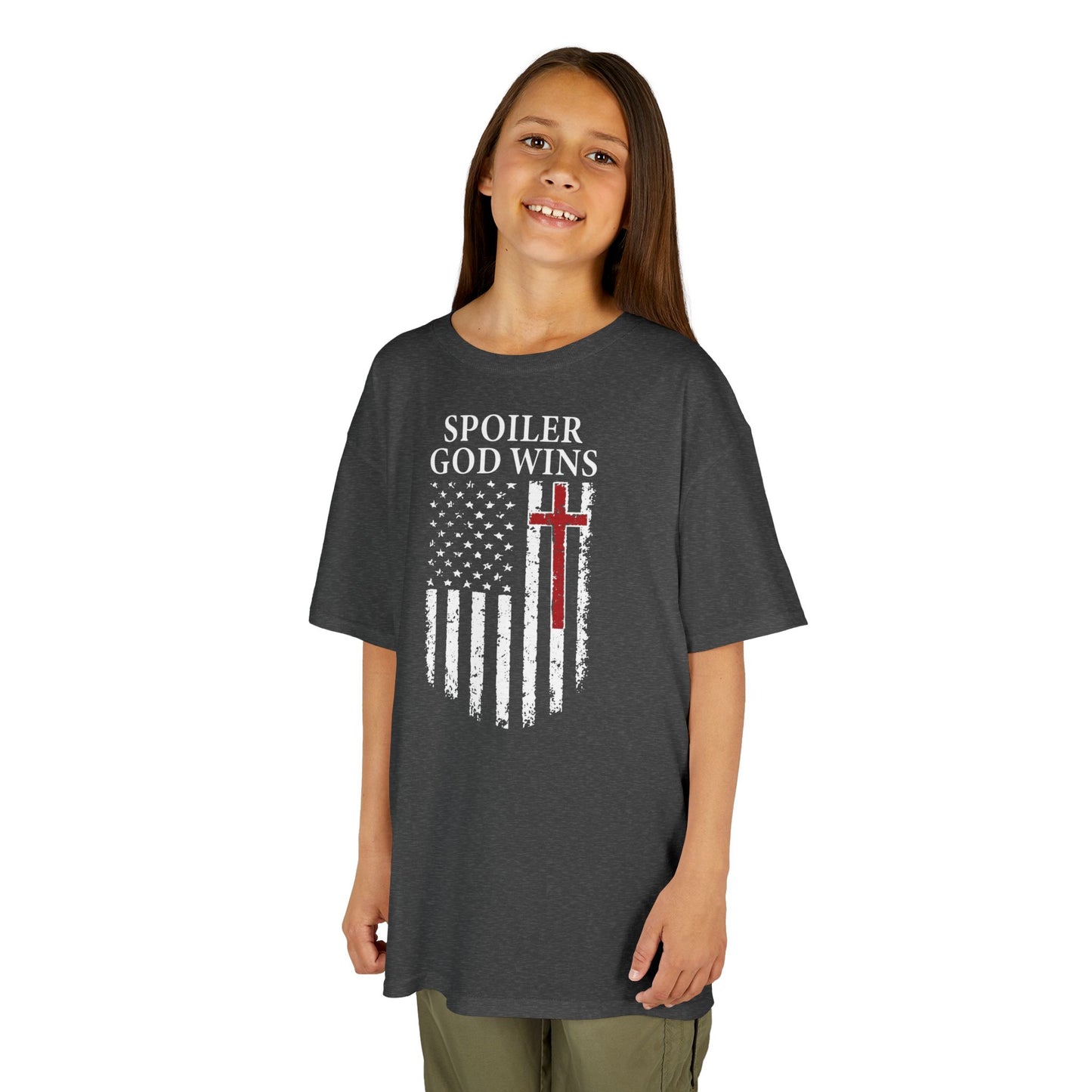 "Spoiler God Wins" Christian Kids Softstyle T-Shirt