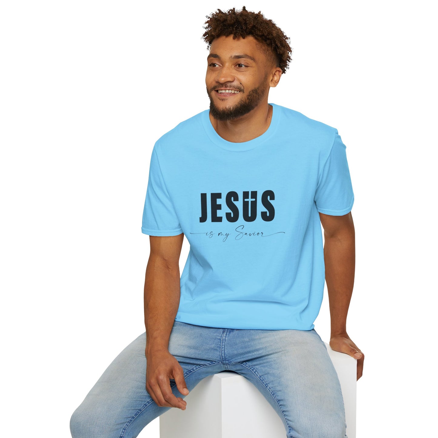"Jesus is My Savior" Christian Faith Soft T-Shirt (Black Logo)