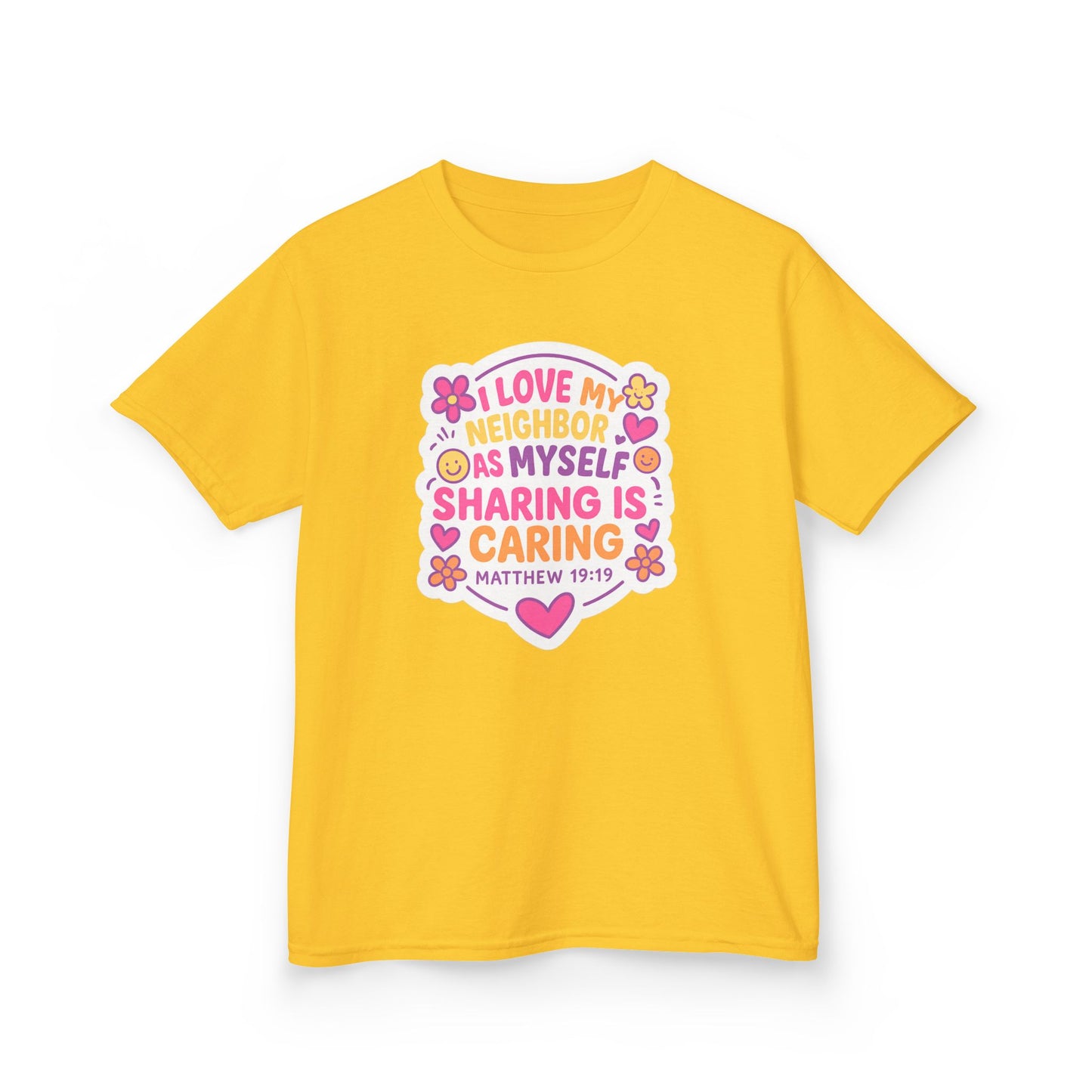 "Love My Neighbor" Sharing is Caring Christian Girl's Bible Verse Tshirt