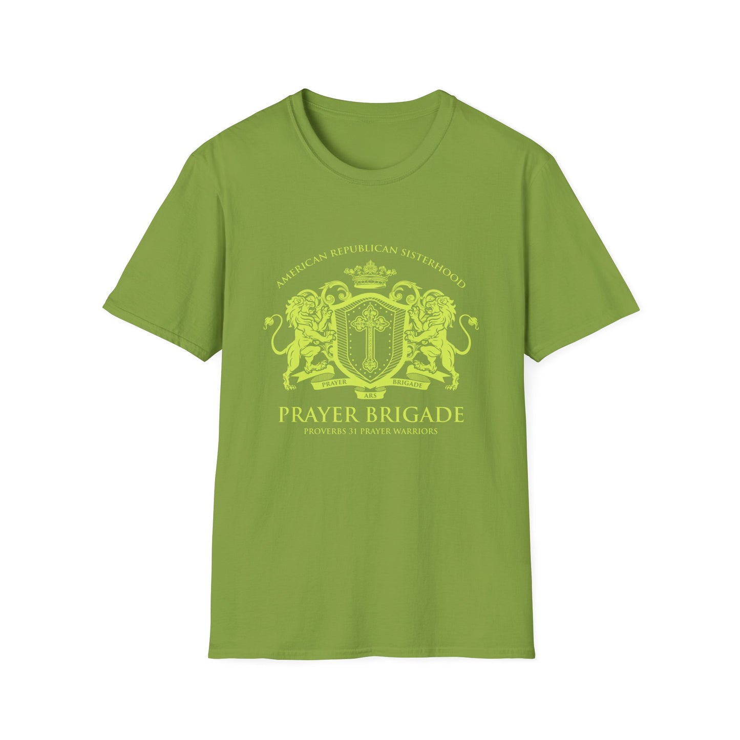 ARS Prayer Brigade Women's Relaxed/Plus Tshirt (Chartreuse Logo)