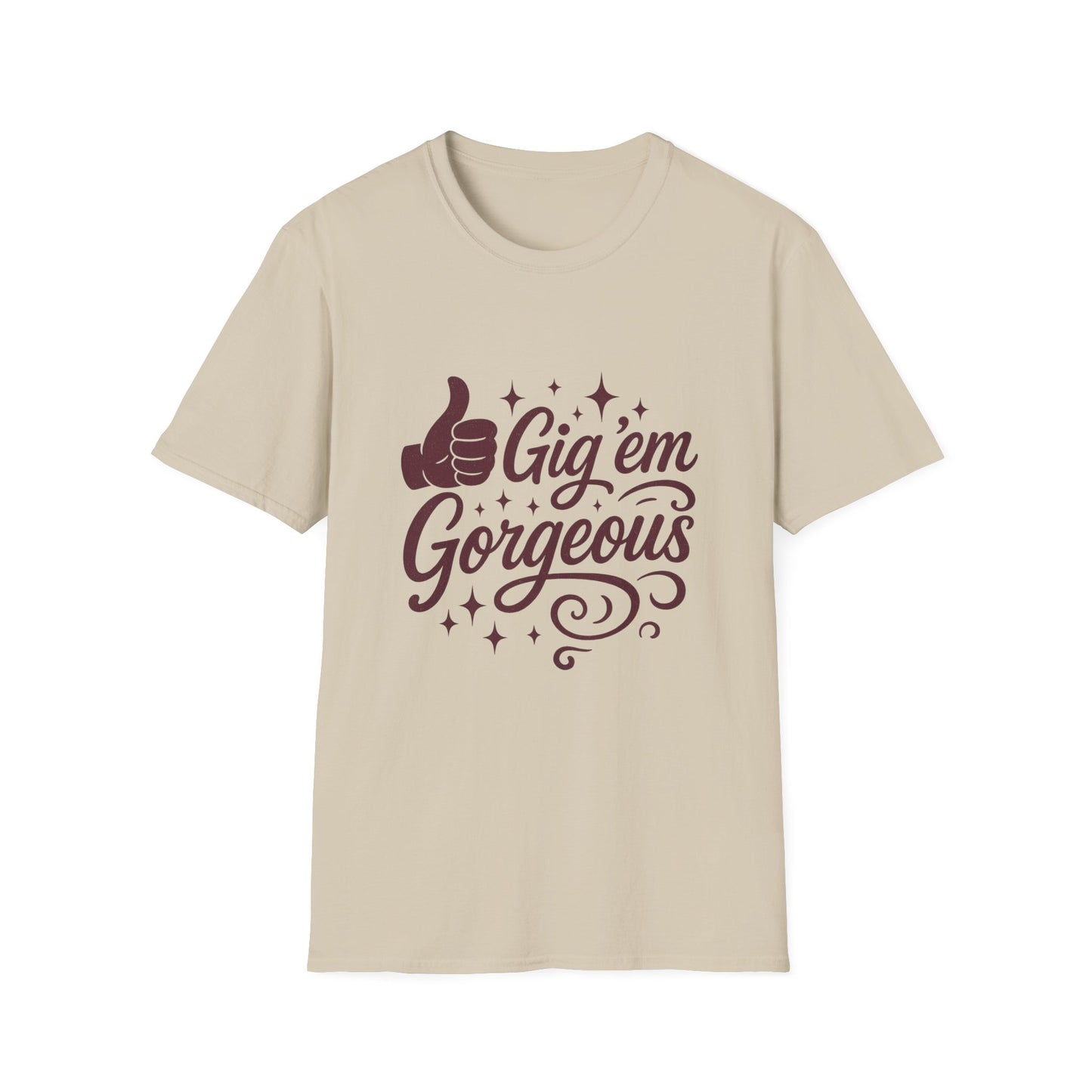 Gig 'em Gorgeous Unisex Softstyle T-Shirt Texas A&M Apparel - Sweet Baby Jeez Teez