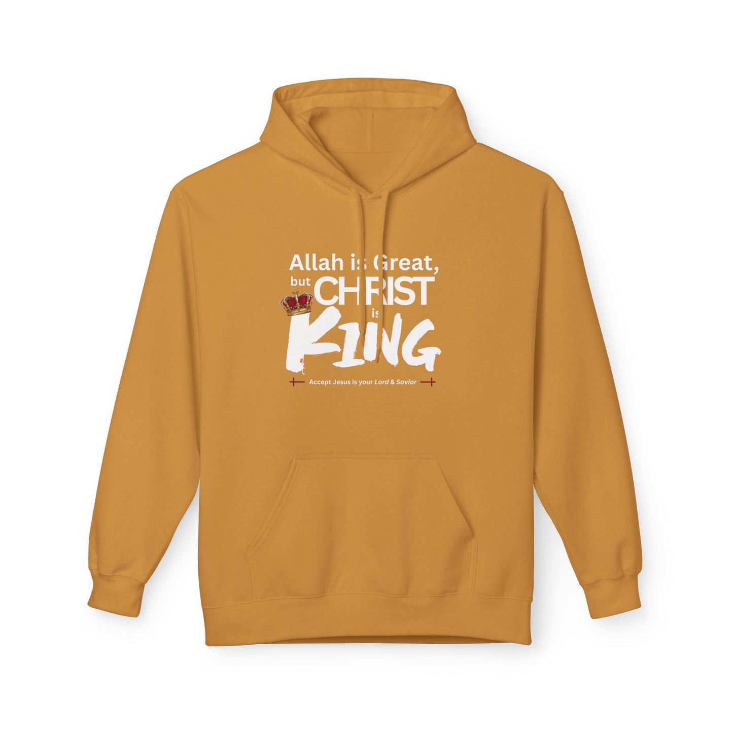 "Christ is King" Cozy Unisex Fleece Hoodie (Great Logo - White) - Sweet Baby Jeez Teez