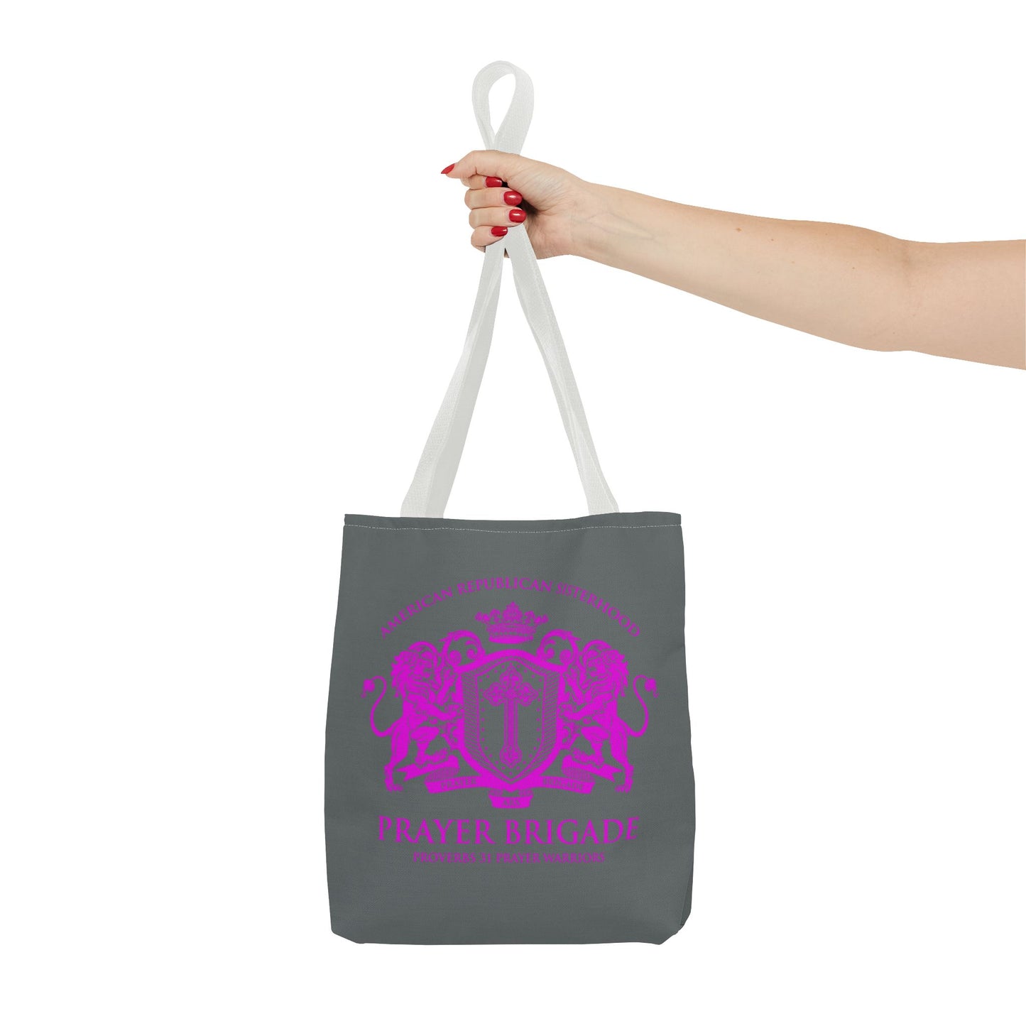 ARS Prayer Brigade Tote Bag (Dark Gray with Hot Pink Logo)
