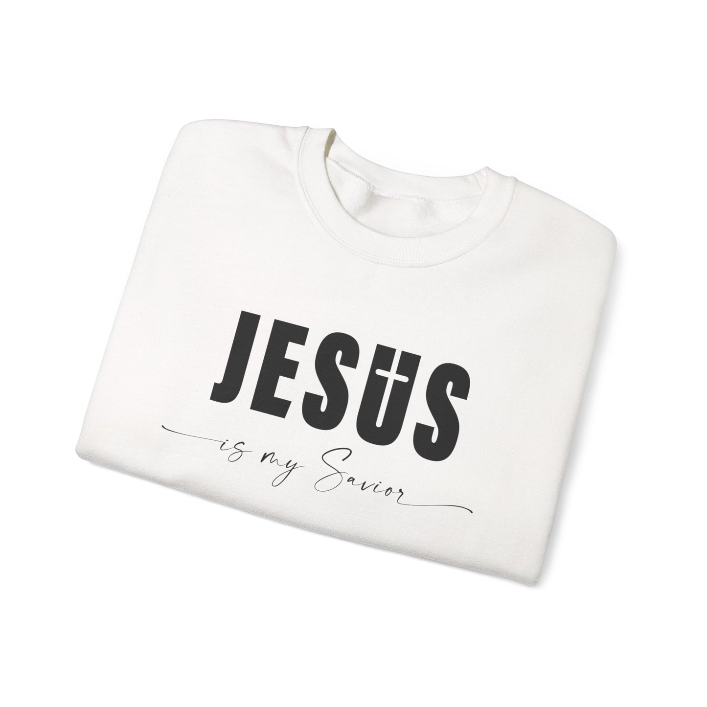 "Jesus is My Savior" Christian Faith Sweatshirt (Black Logo)