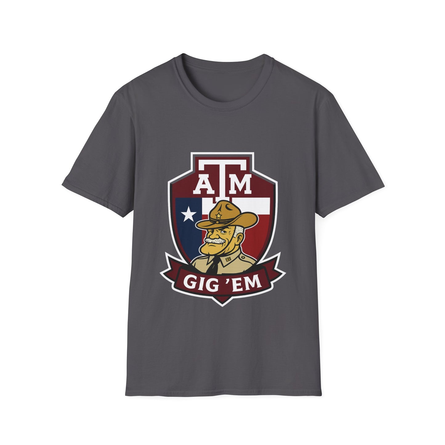 Gig 'Em Aggies Old Sarge Crest Soft Relaxed Tshirt (Texas Flag Logo 1)