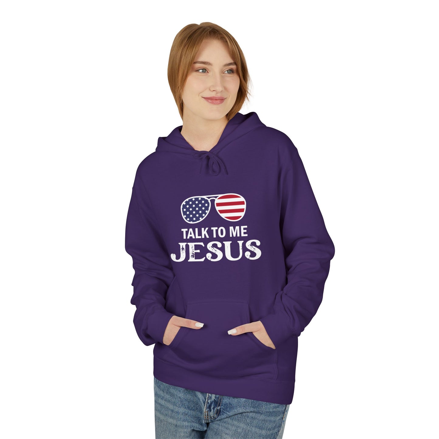 Patriotic "Talk to Me Jesus" Christian Fleece Hoodie