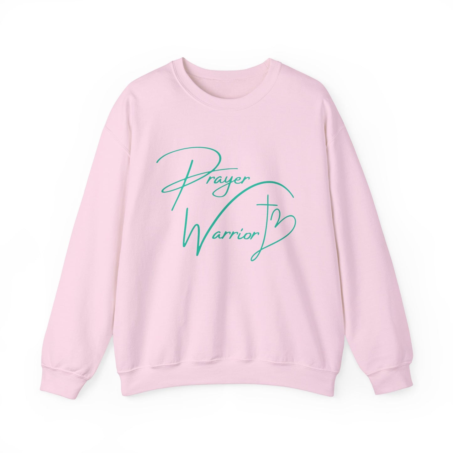 Prayer Warrior Cross Heart Women's Sweatshirt (Teal Logo) - Sweet Baby Jeez Teez
