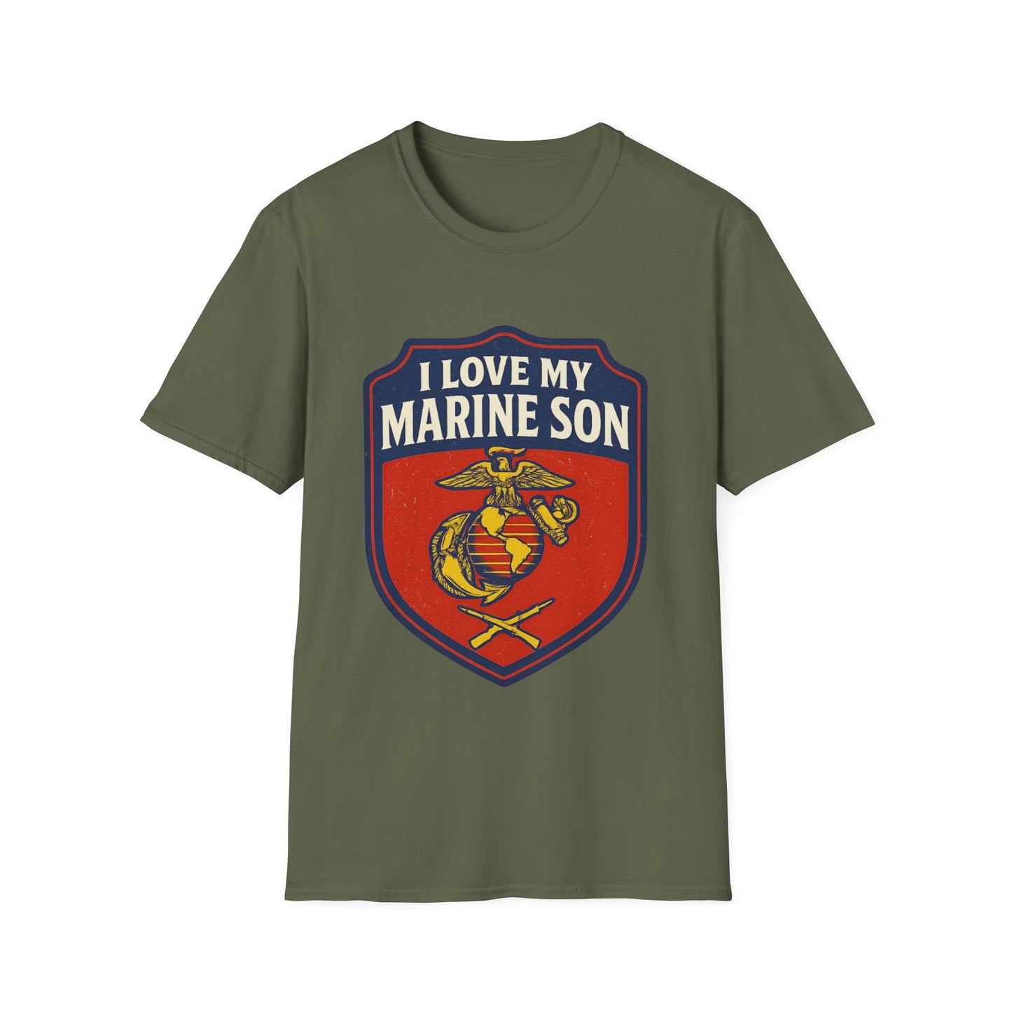 "I Love My Marine Son" Military Patriotic Softstyle Tshirt for Marine Parents