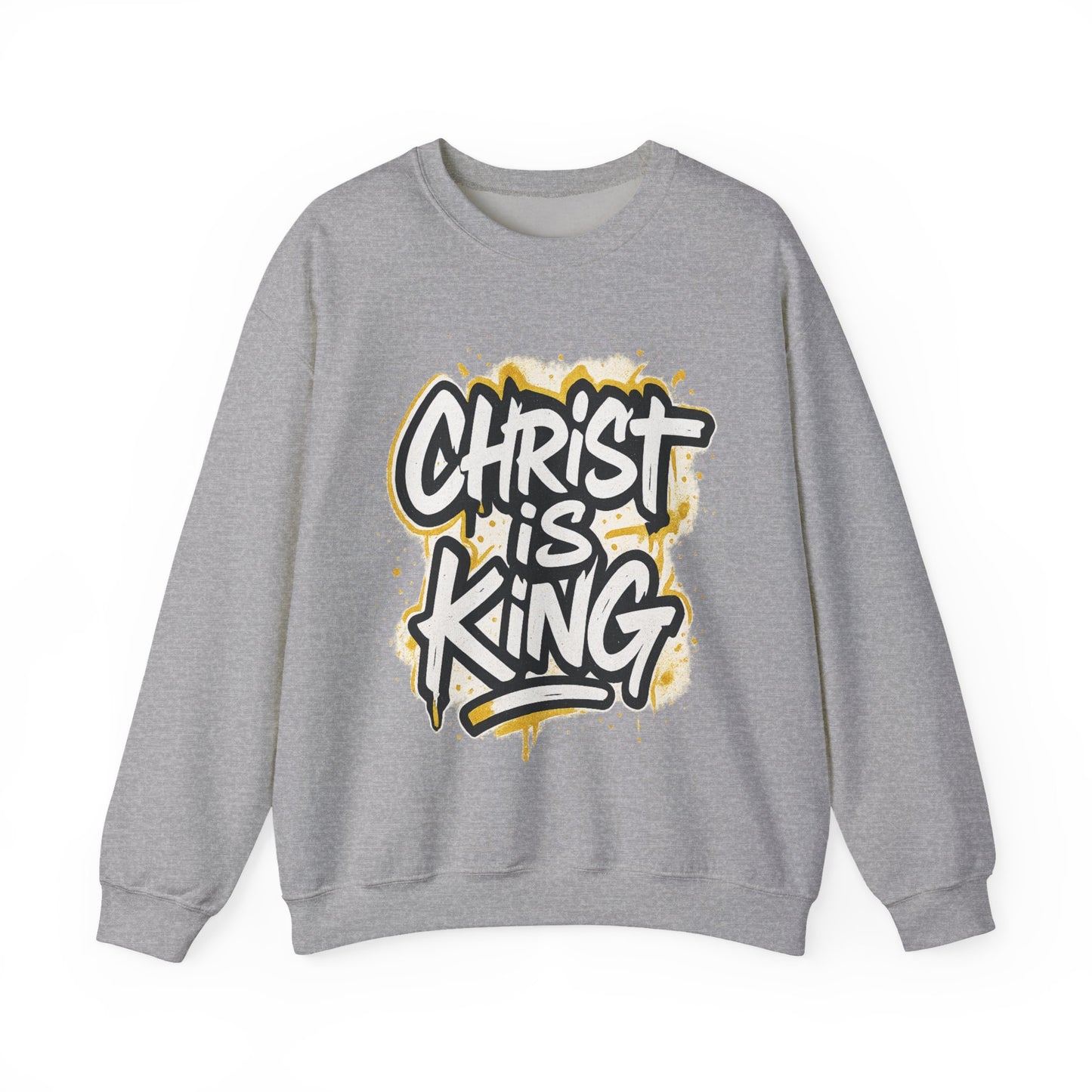 Christ is King Men's Crewneck Sweatshirt (White/Gold Logo)