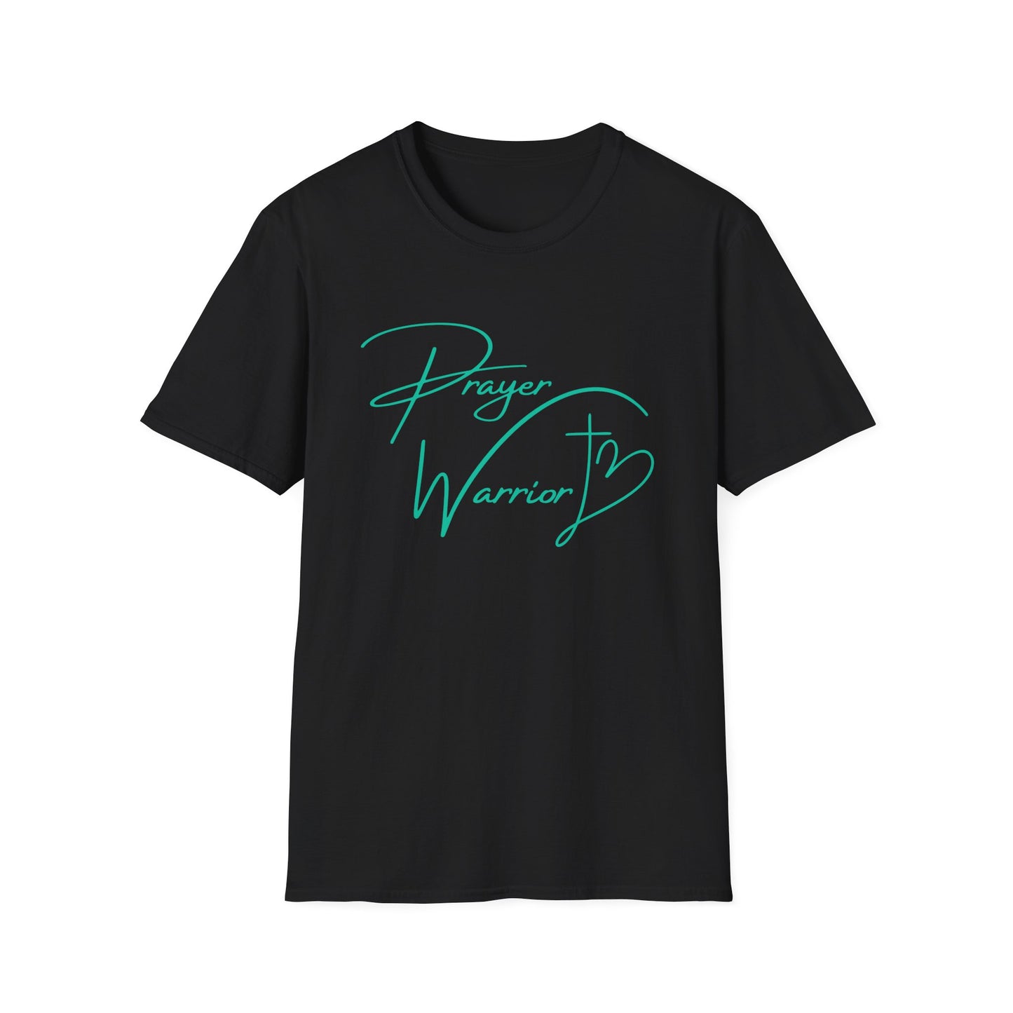 Prayer Warrior Cross Heart Women's Relaxed/Plus Tshirt (Teal Logo) - Sweet Baby Jeez Teez