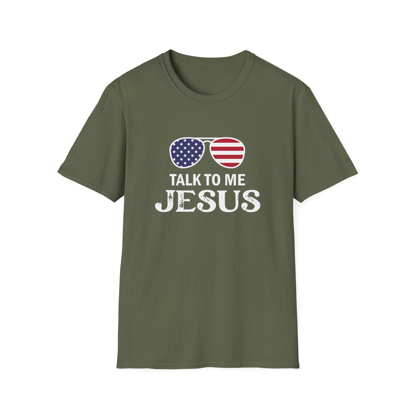 Patriotic "Talk to Me Jesus" Christian Softstyle Tshirt