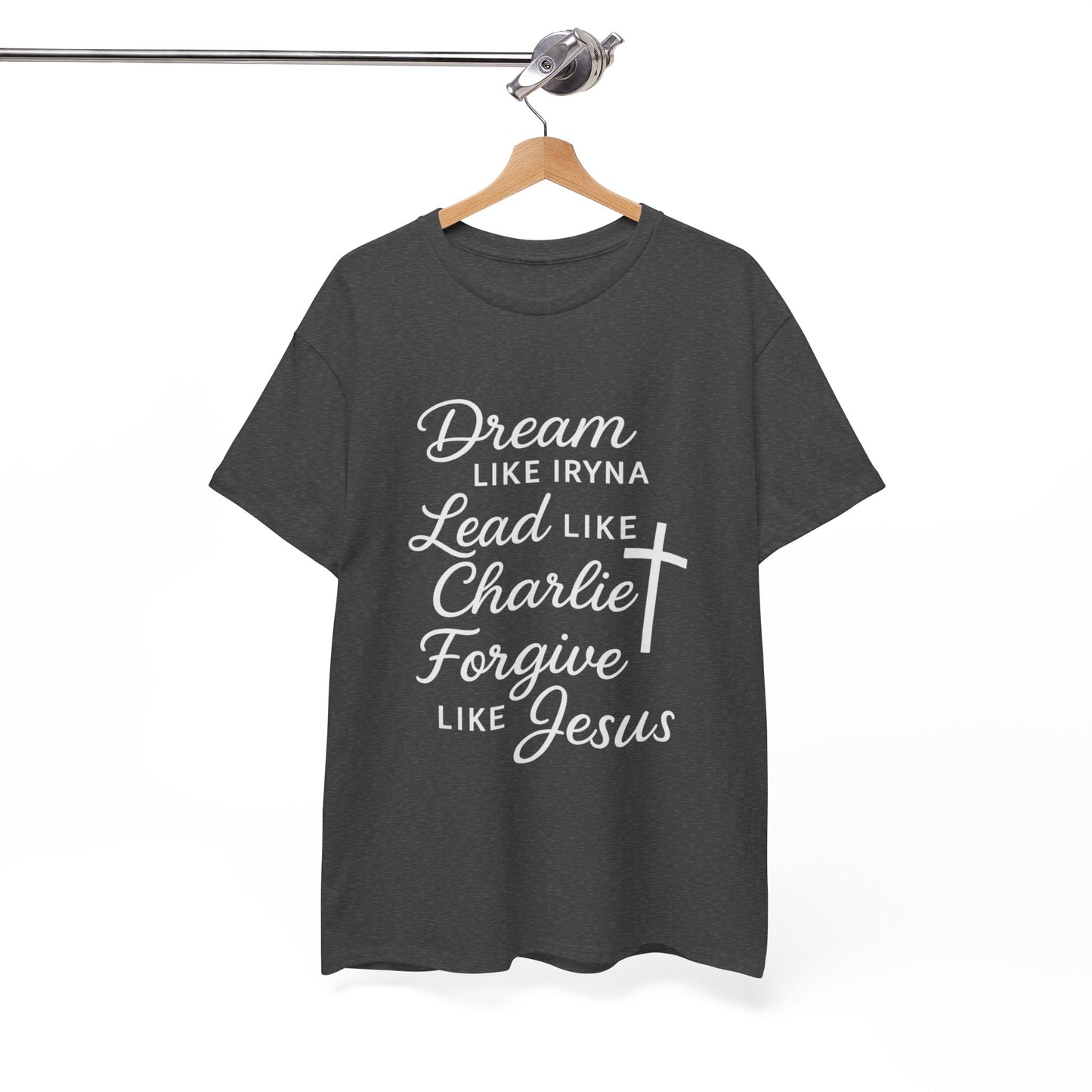 Dream, Lead, Forgive Women's Relaxed Heavy Cotton Tshirt (White Logo)