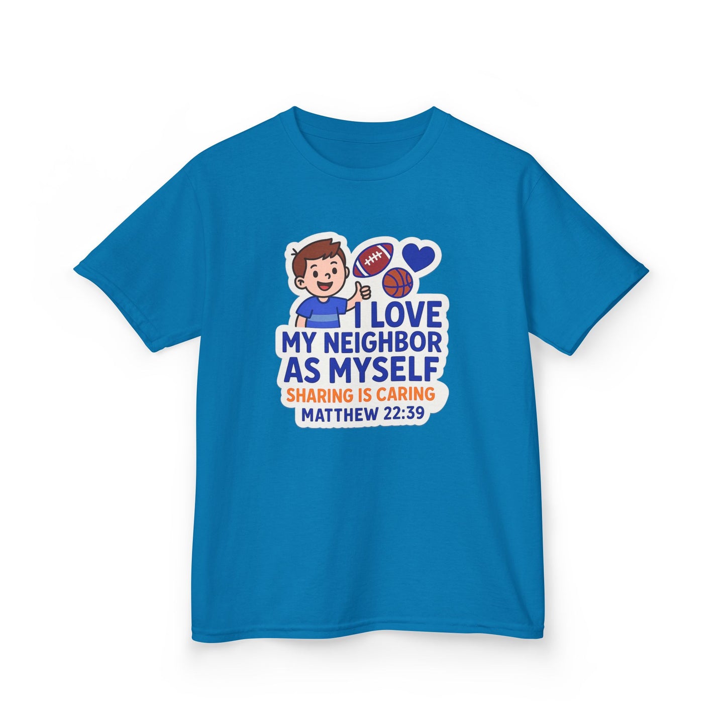 "Love My Neighbor" Sharing is Caring Christian Boy's Bible Verse Sticker Tshirt
