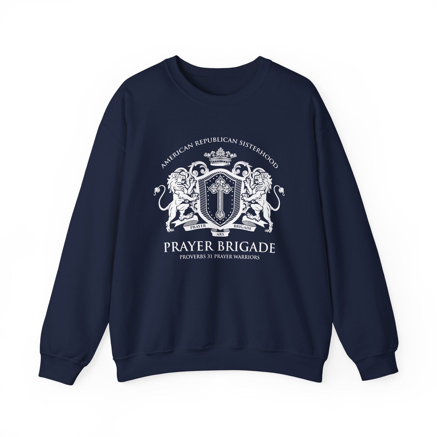 Prayer Brigade Relaxed Sweatshirt - Scripture Inspired Design (White Logo)