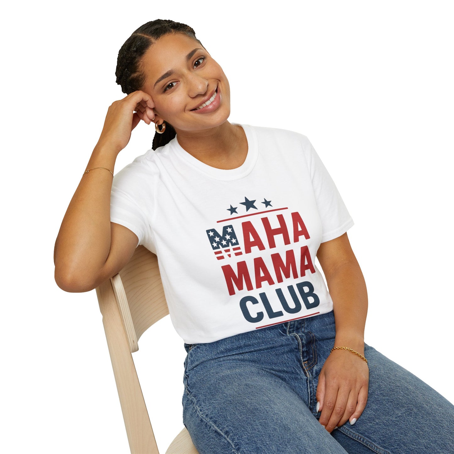 "MAHA MAMA CLUB" Women's Relaxed Tshirt (White) - Sweet Baby Jeez Teez