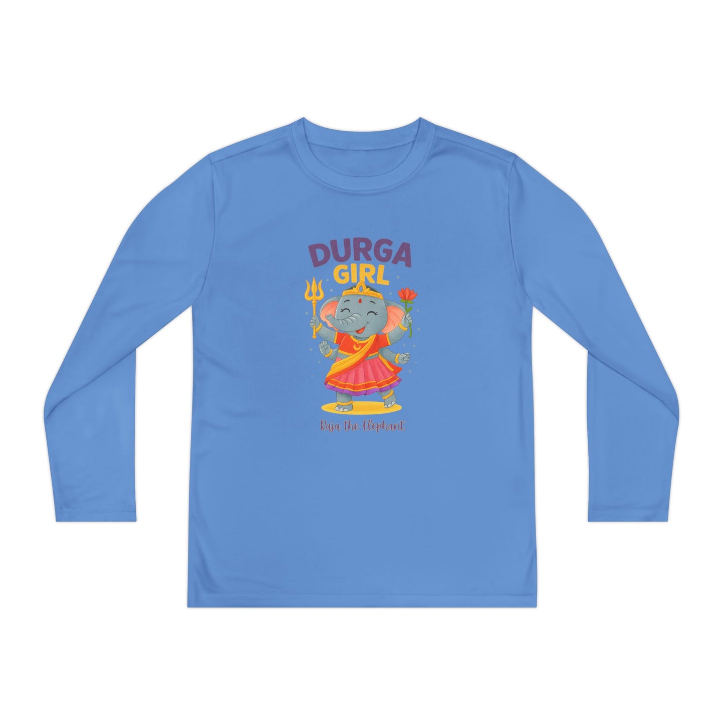 "Durga Girl" Raja the Elephant Girls Long Sleeve Tshirt (Hindu Celebration)