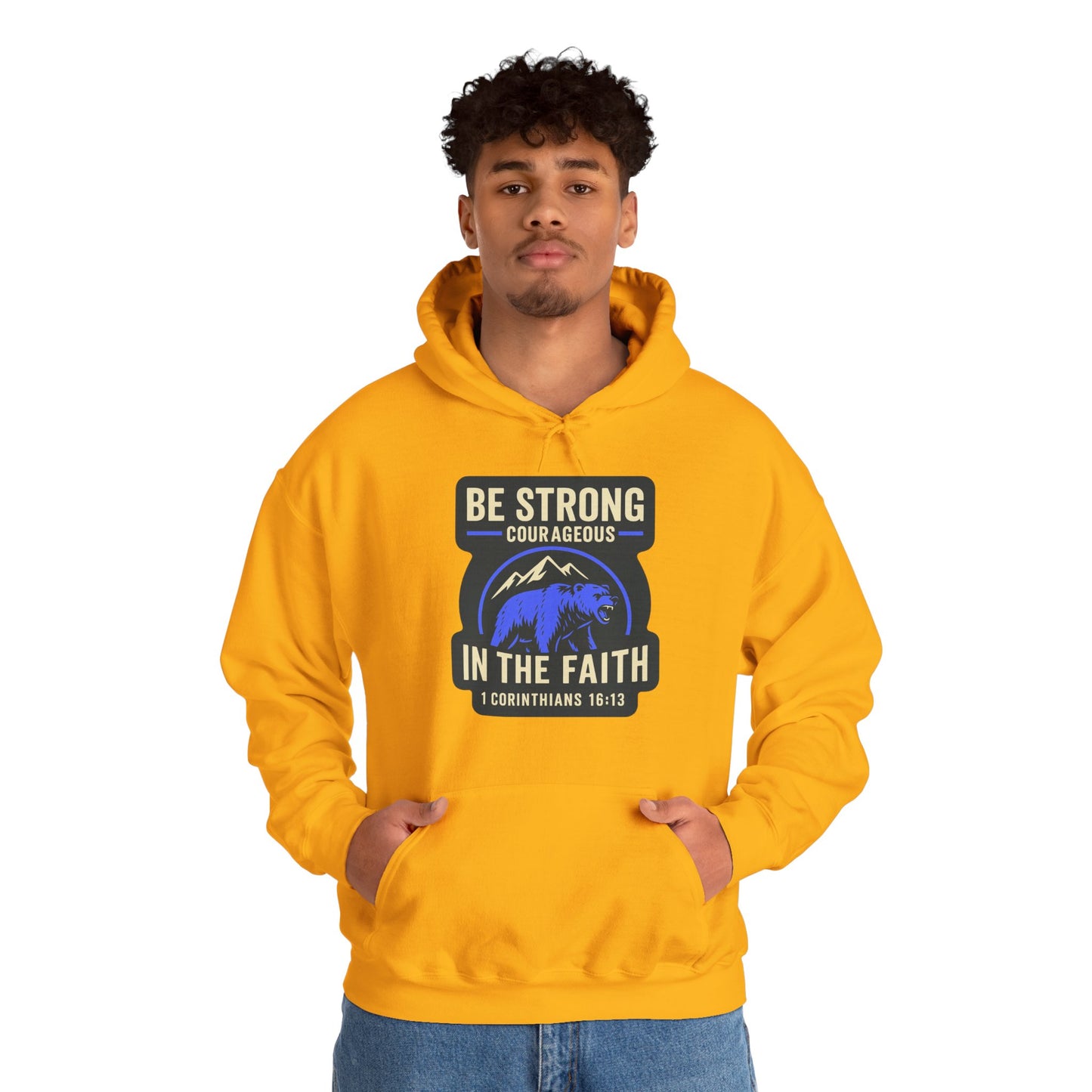 "Be Strong and Courageous" Bear Bible Verse Sweatshirt