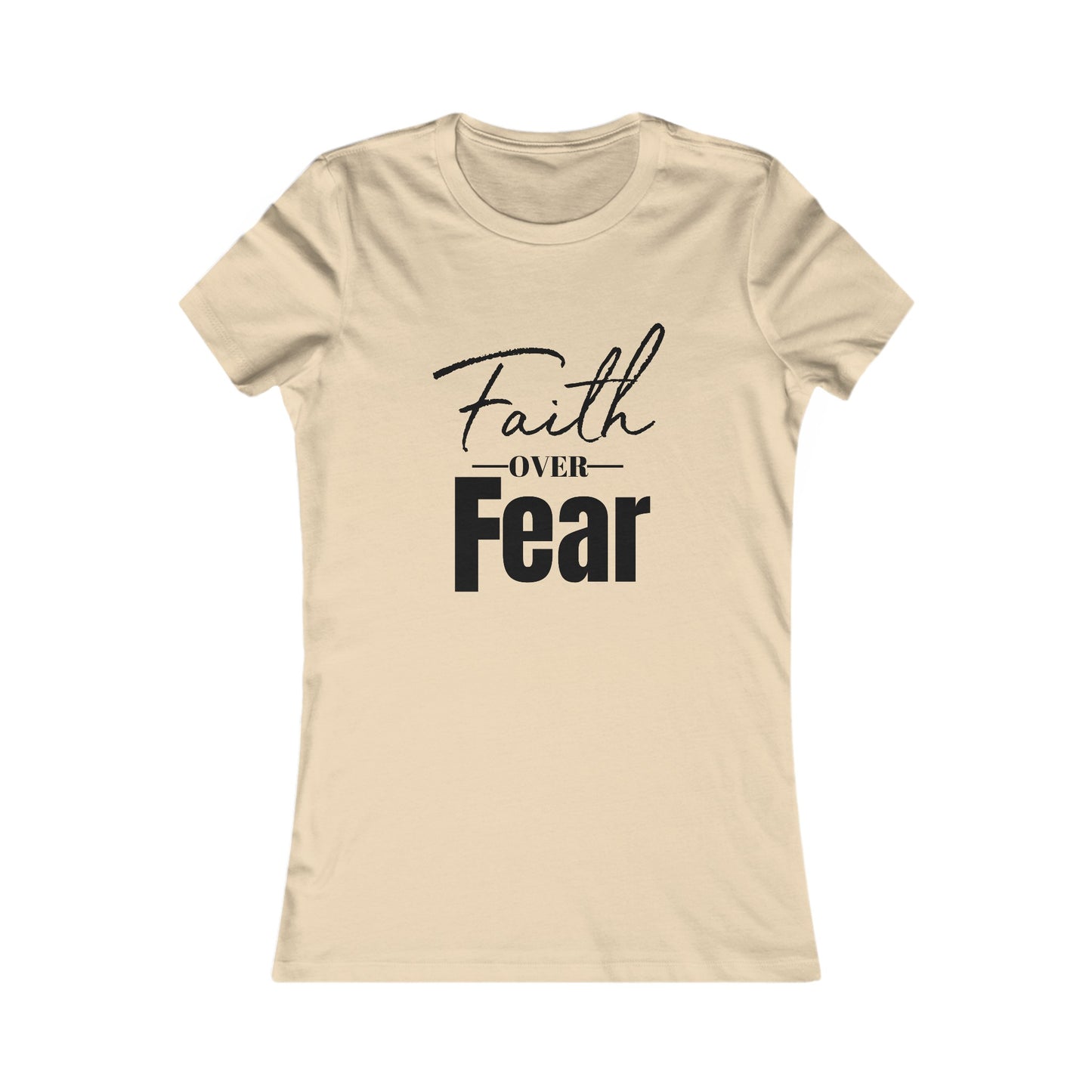 Faith Over Fear Women's Fitted Tshirt (Black Logo) - Sweet Baby Jeez Teez