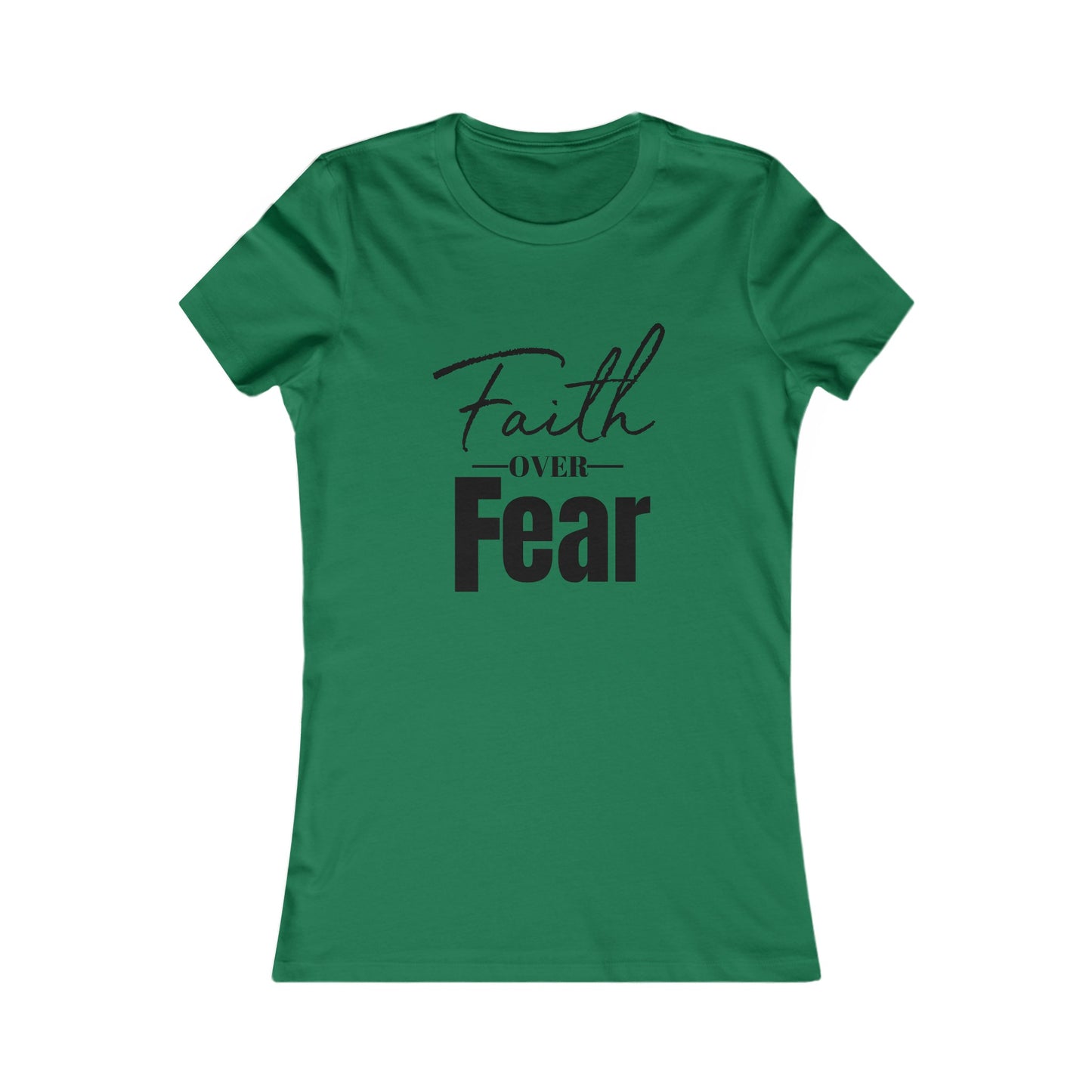 Faith Over Fear Women's Fitted Tshirt (Black Logo) - Sweet Baby Jeez Teez