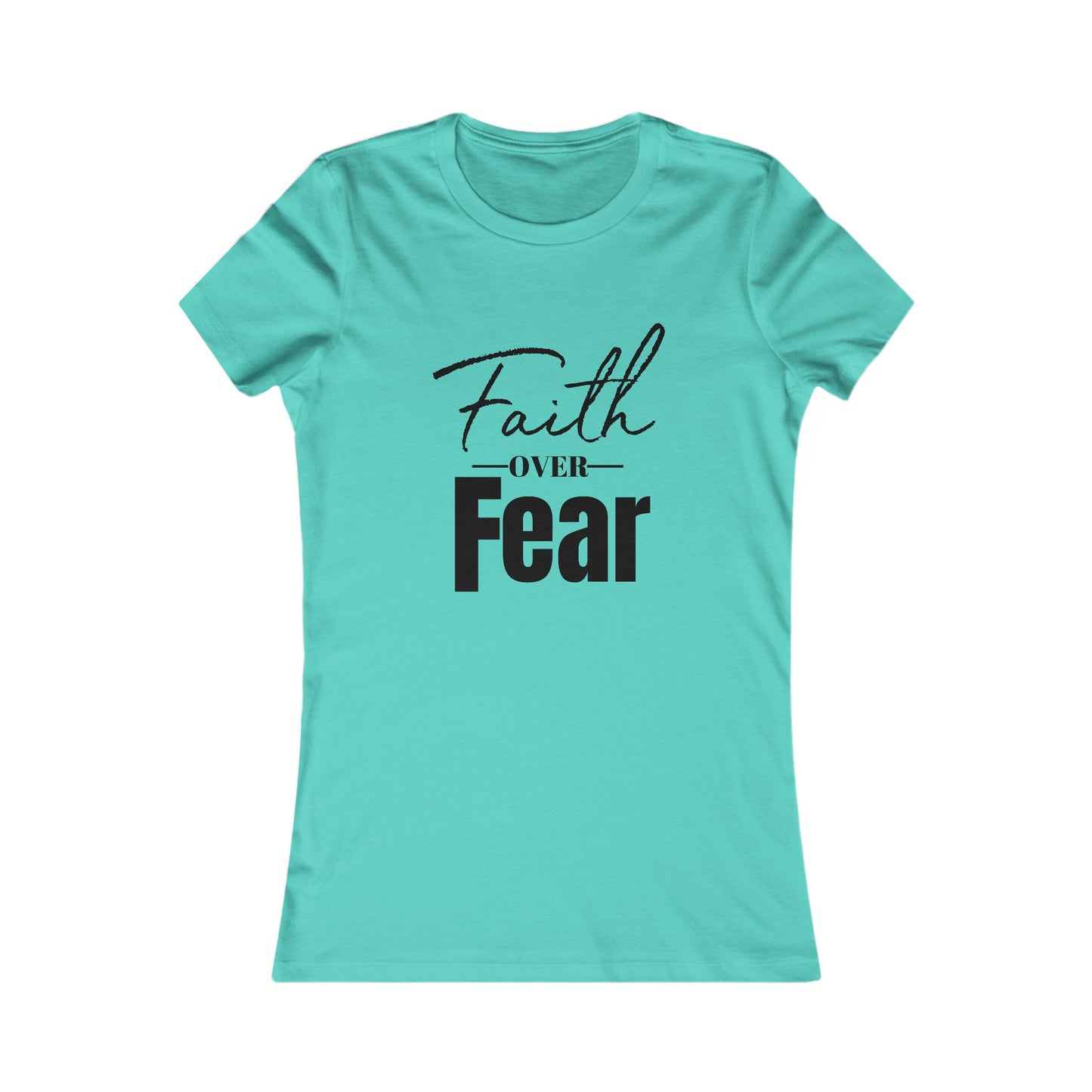 Faith Over Fear Women's Fitted Tshirt (Black Logo) - Sweet Baby Jeez Teez