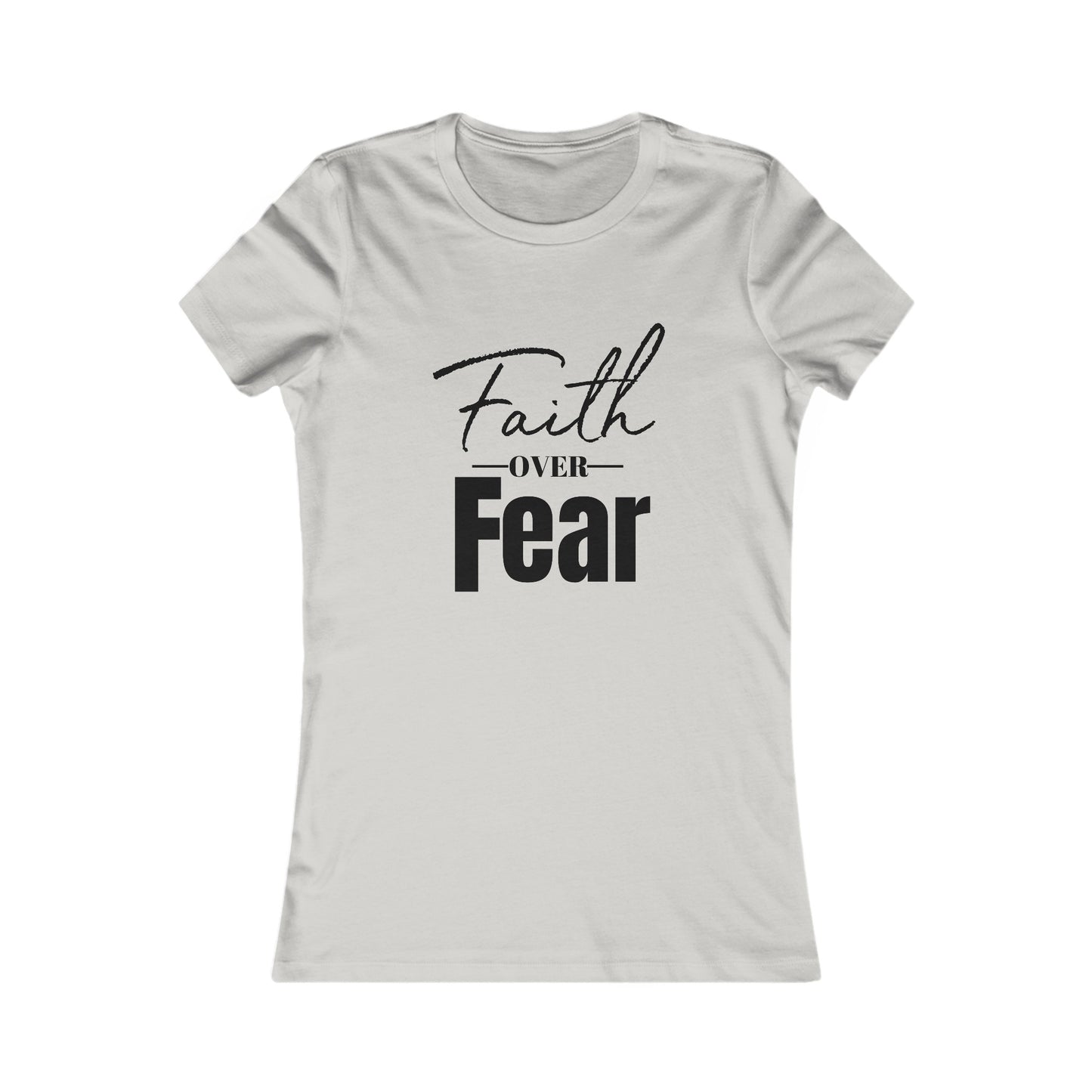 Faith Over Fear Women's Fitted Tshirt (Black Logo) - Sweet Baby Jeez Teez