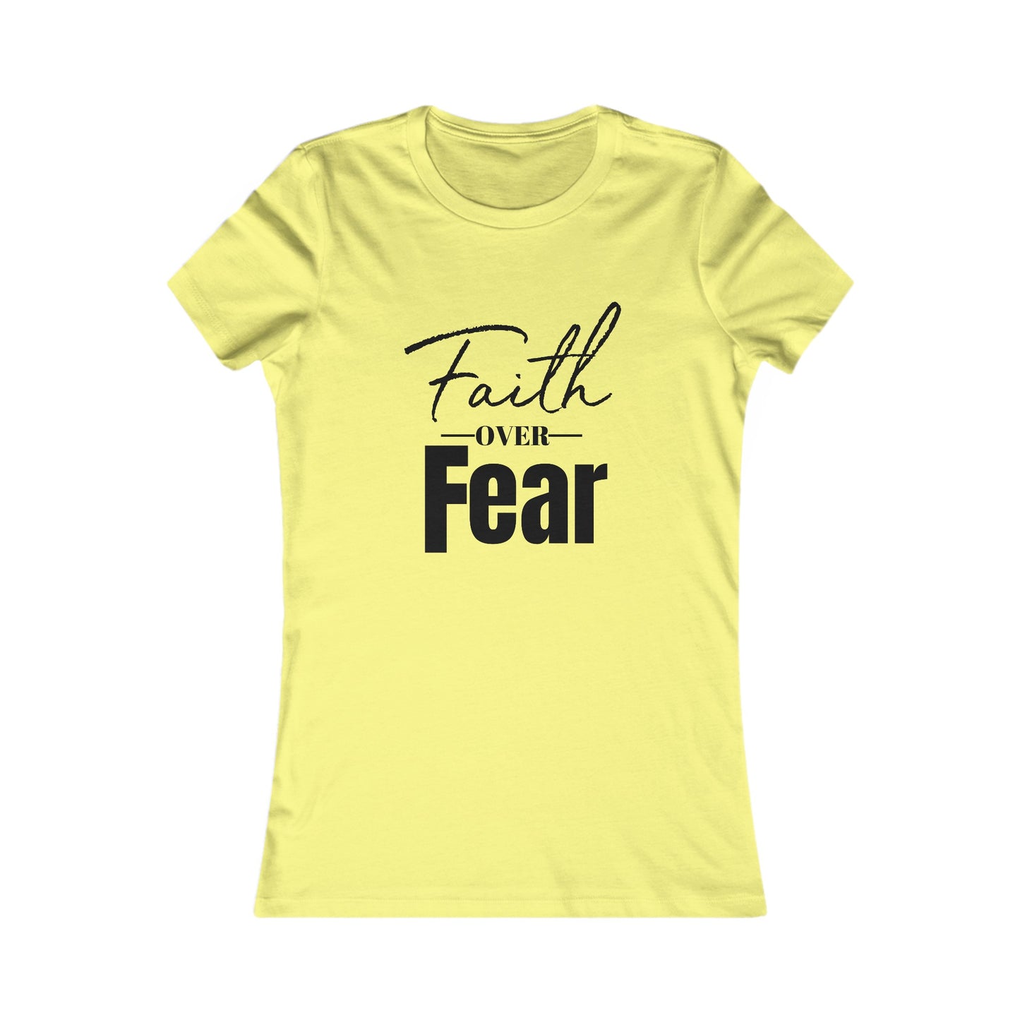Faith Over Fear Women's Fitted Tshirt (Black Logo) - Sweet Baby Jeez Teez