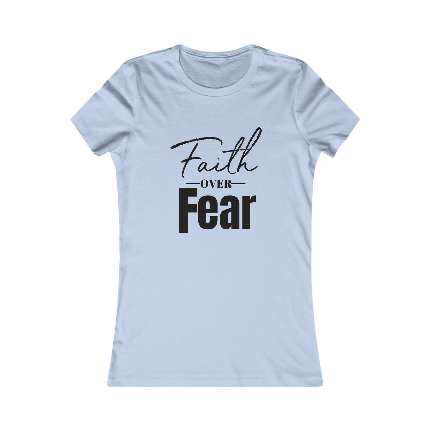 Faith Over Fear Women's Fitted Tshirt (Black Logo) - Sweet Baby Jeez Teez