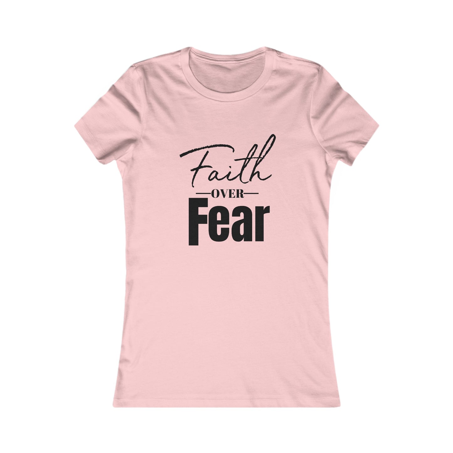Faith Over Fear Women's Fitted Tshirt (Black Logo) - Sweet Baby Jeez Teez