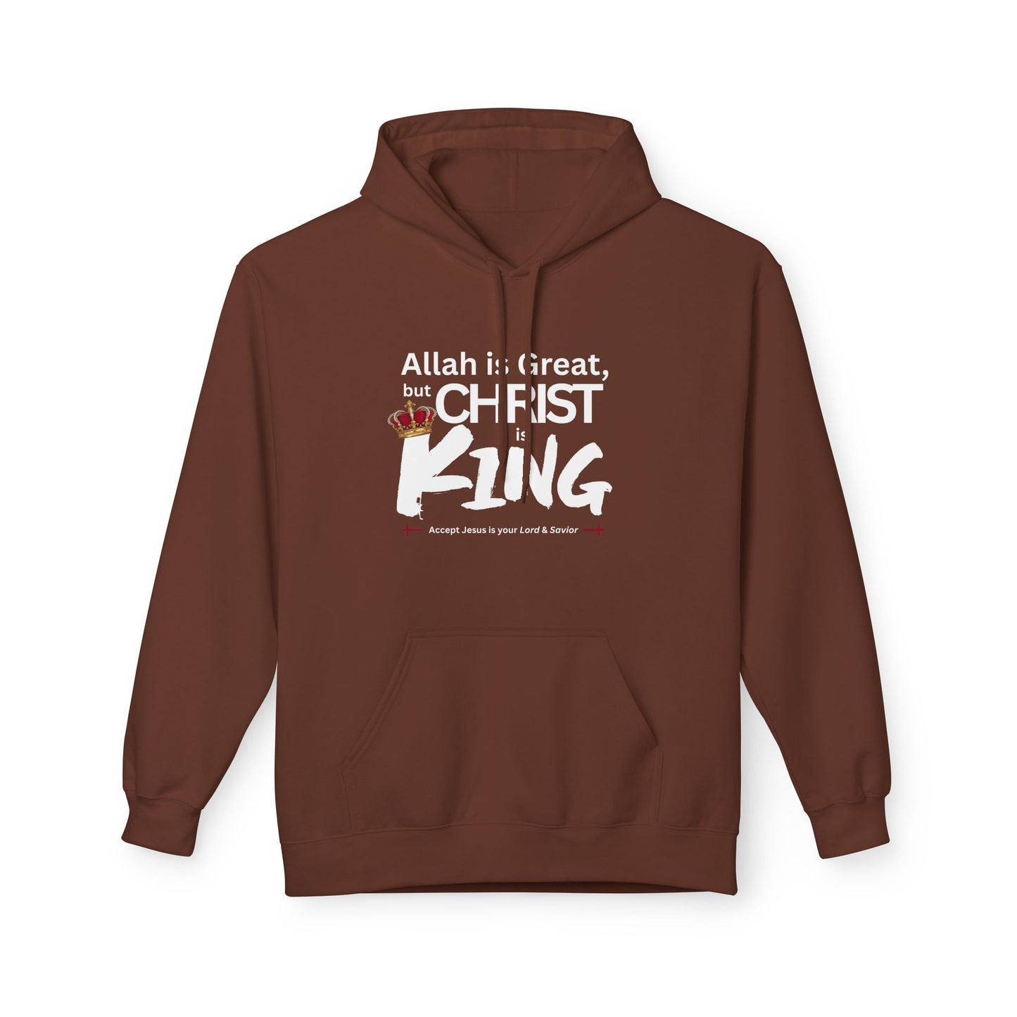 "Christ is King" Cozy Unisex Fleece Hoodie (Great Logo - White) - Sweet Baby Jeez Teez