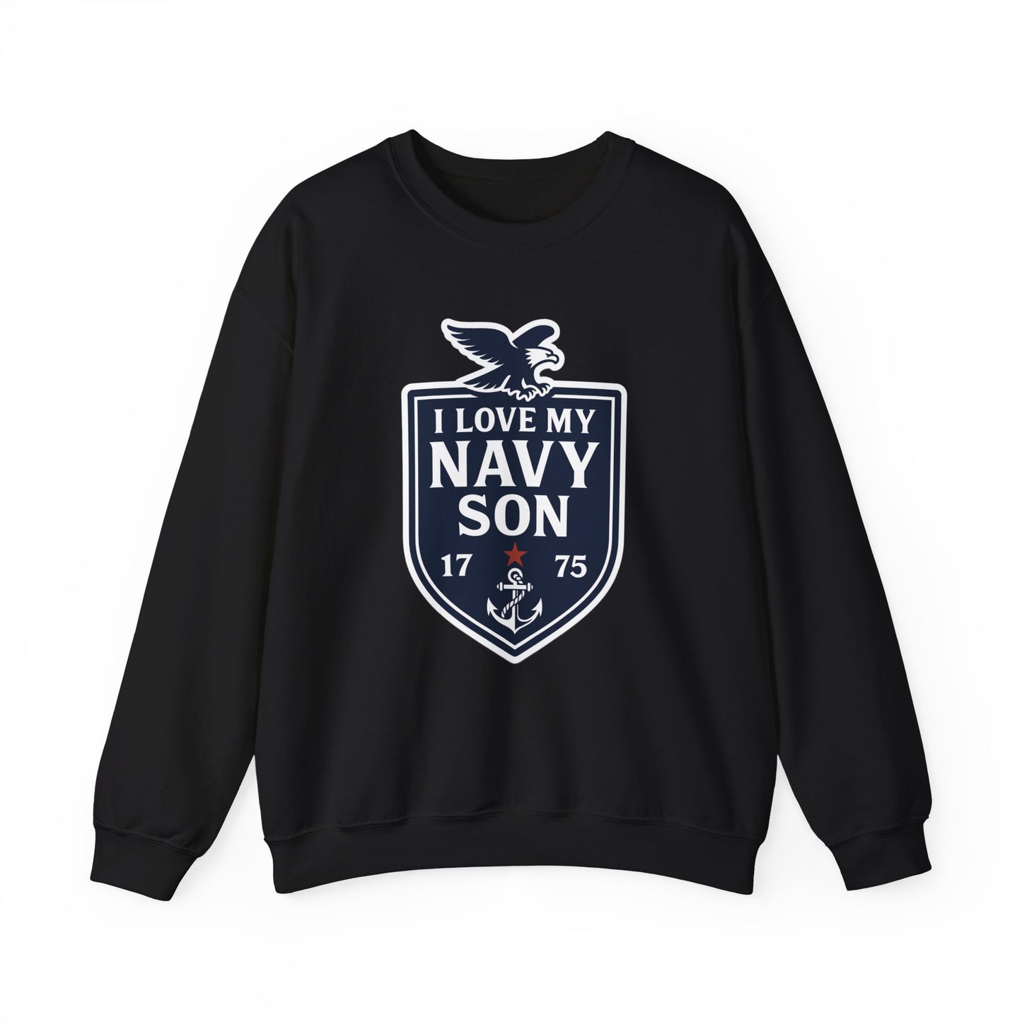 "I Love my Navy Son" Military Pride Navy Patriotic Crest Crewneck Sweatshirt