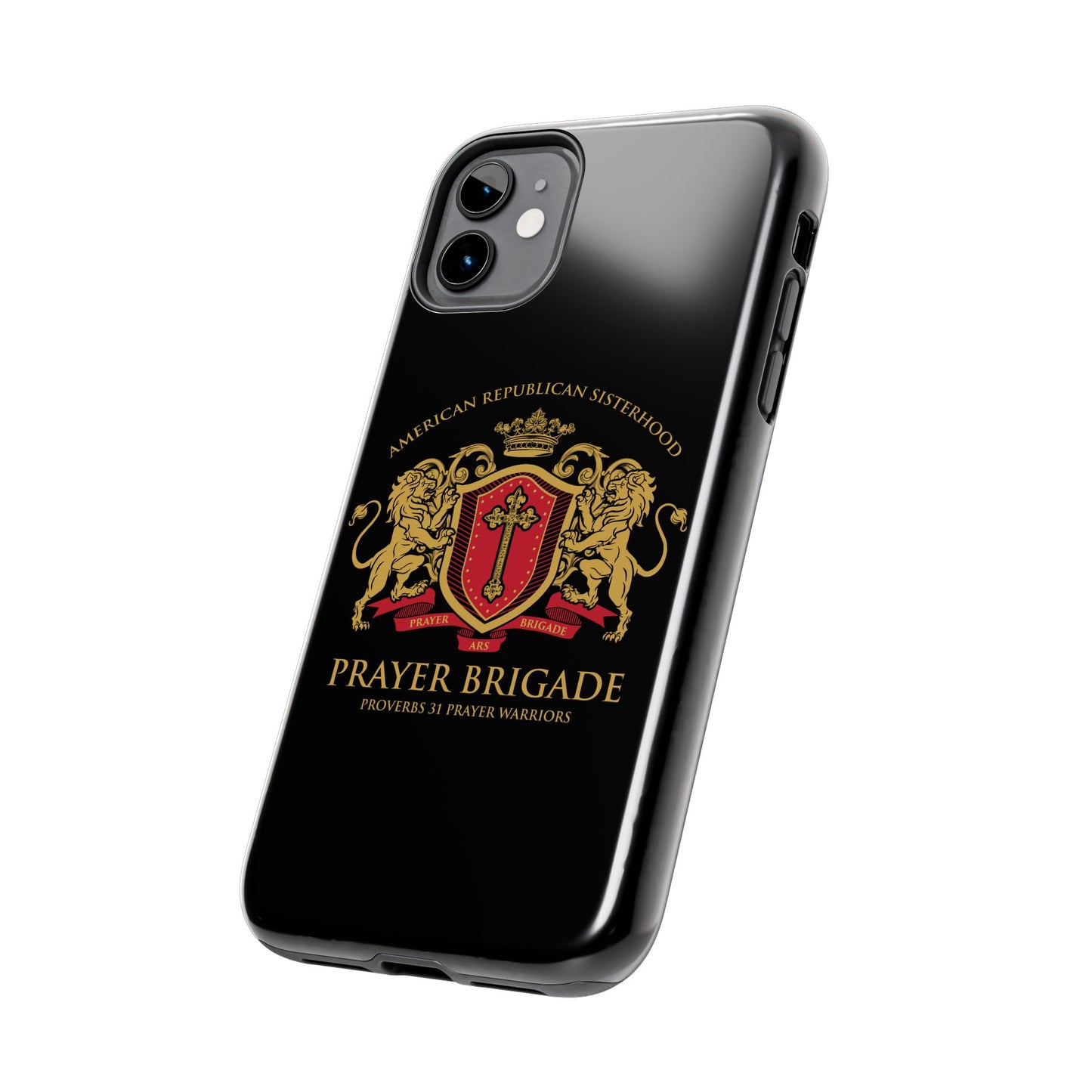 ARS Prayer Brigade Tough Phone Case (Black with Gold/Red Logo)