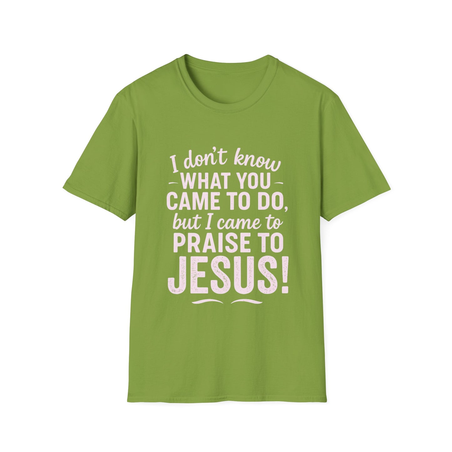 "I Came to Praise Jesus" Relaxed Softstyle Tshirt (Light Pink Logo) - Sweet Baby Jeez Teez