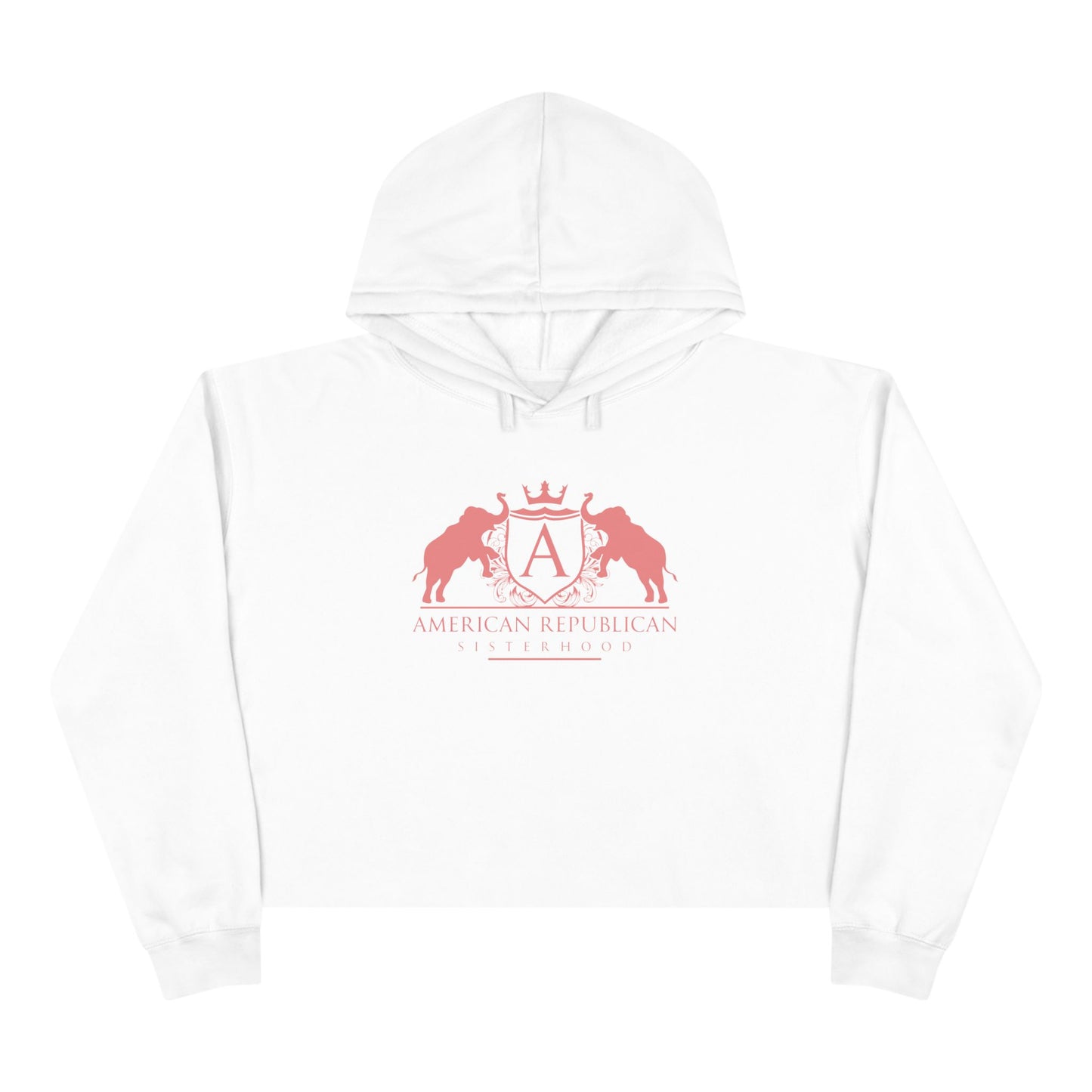 ARS Cropped Hoodie (White with Coral Logo)