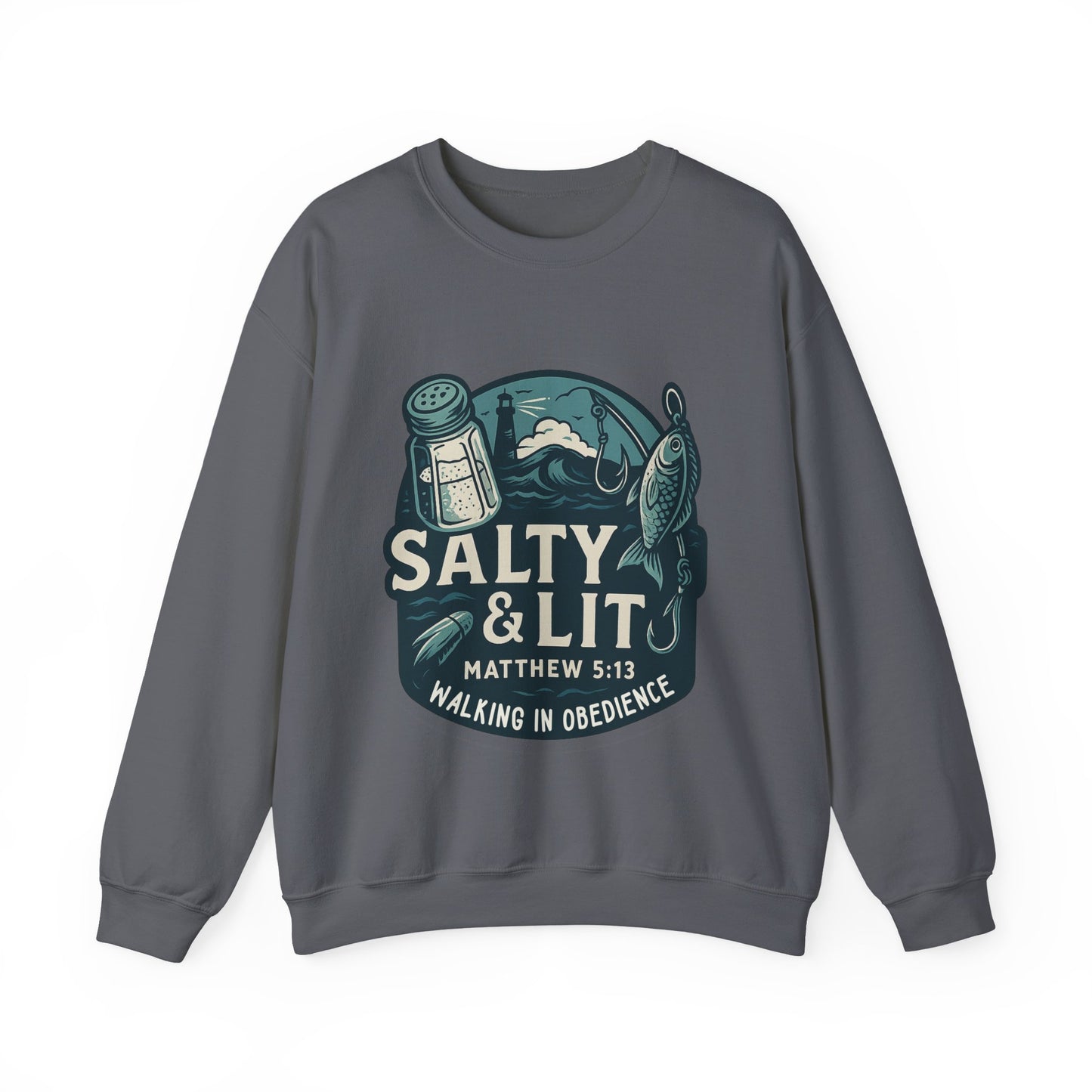 "Salty & Lit" Matthew 5:13 Bible Verse Christian Sweatshirt