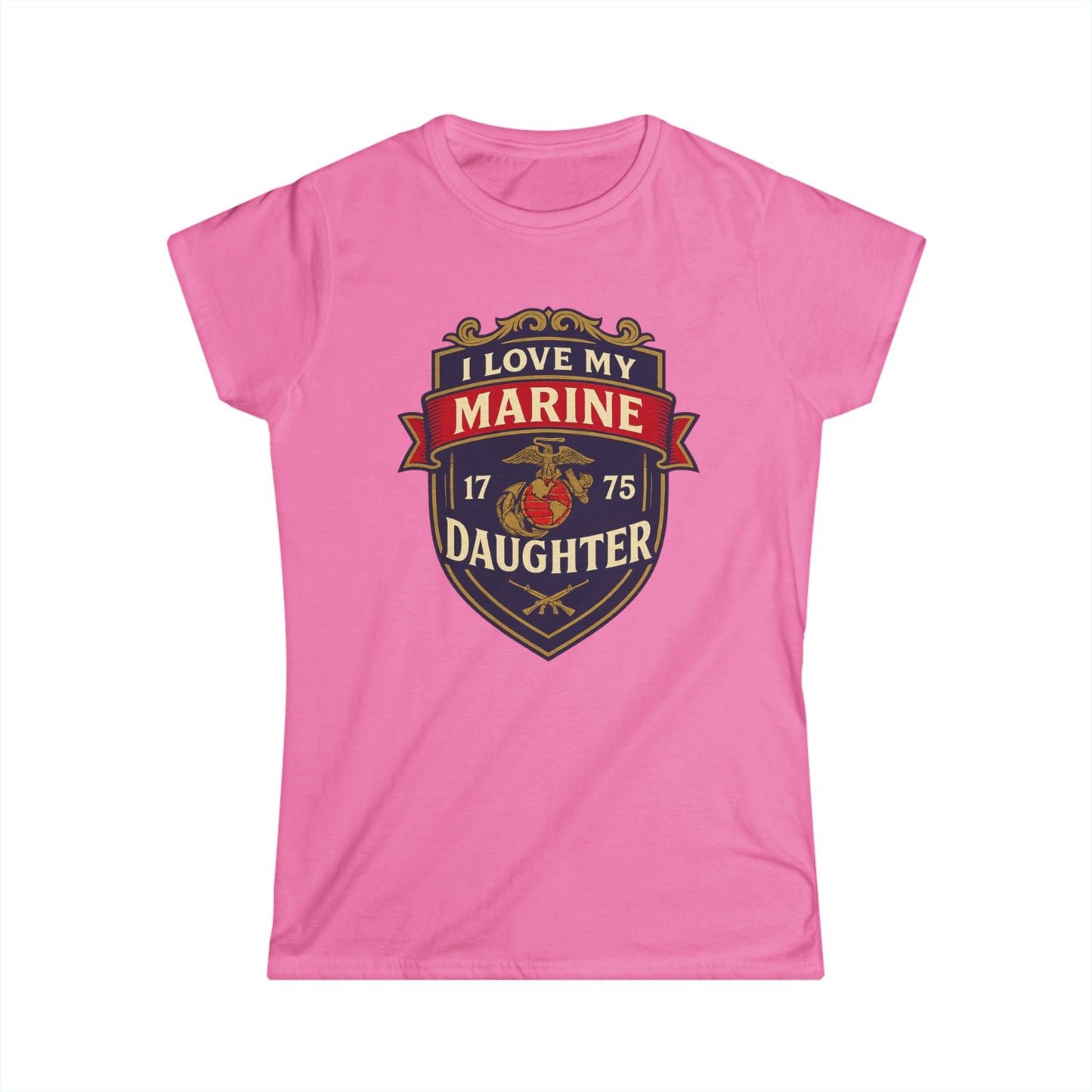 "I Love My Marine Daughter" Patriotic Women's Fitted T-Shirt for Marine Military Mom