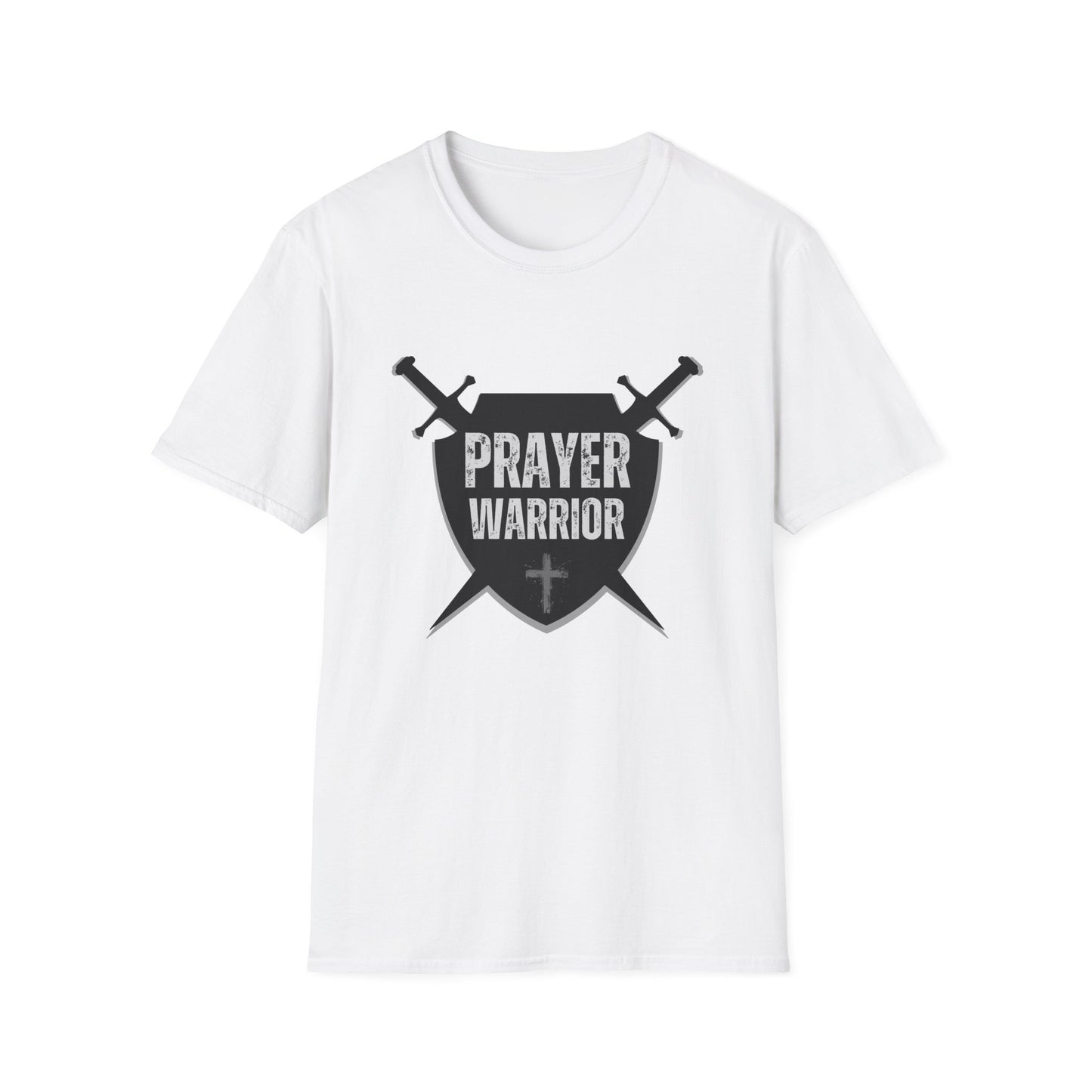 Prayer Warrior Shield Men's Tshirt (Black Logo) - Sweet Baby Jeez Teez