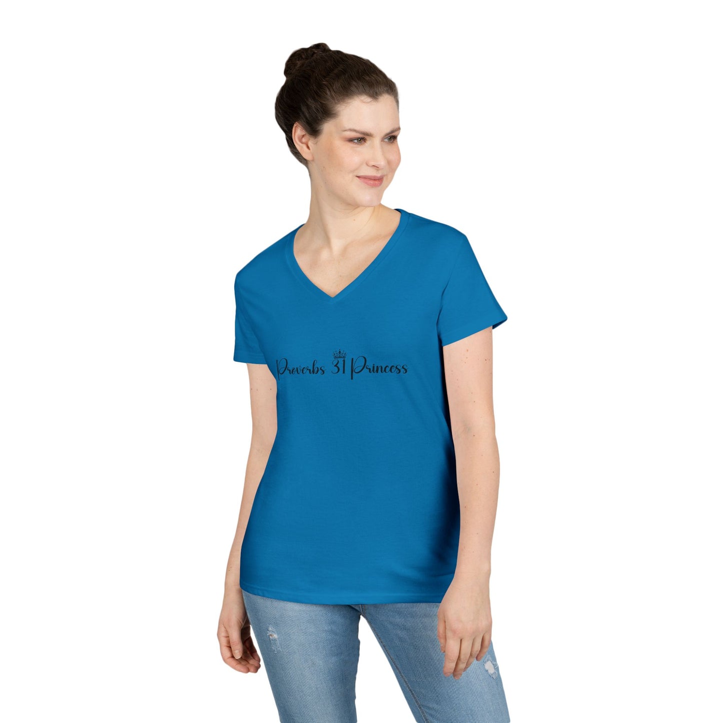 Proverbs 31 Princess Women's Semi-Fitted V-neck Tshirt - Sweet Baby Jeez Teez